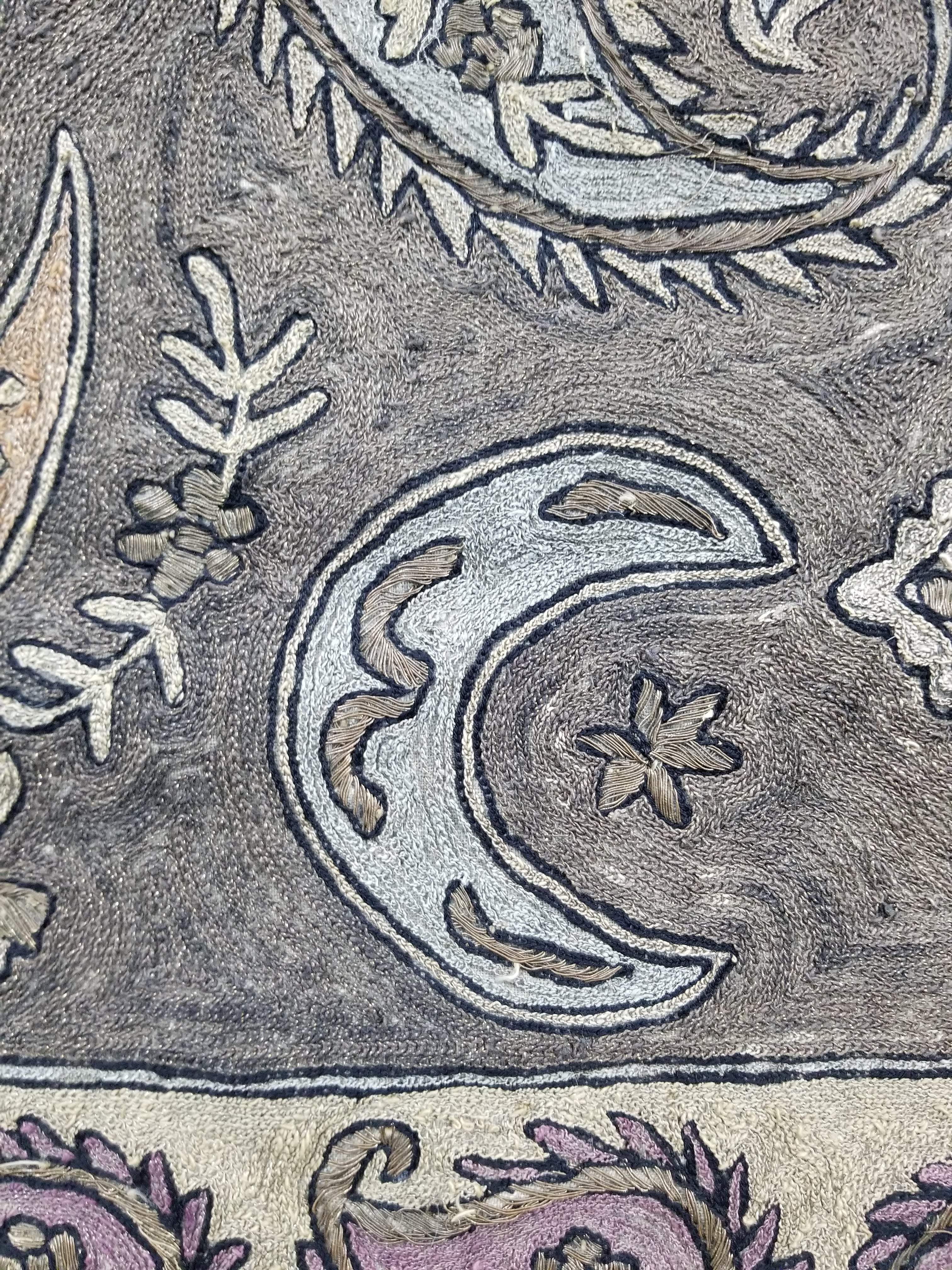 Antique Ottoman Arabic Calligraphy Metallic Embroidered Wall Hanging 185x130cms