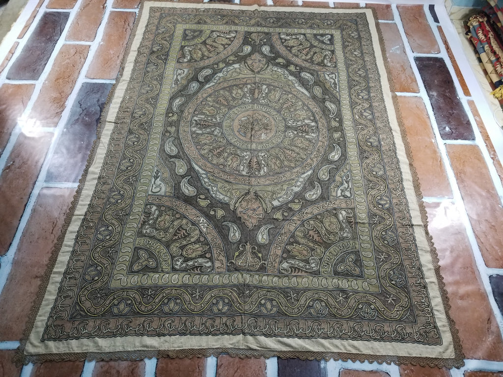 Antique Ottoman Metallic Work Hand Embroidered Ceremonial Cloth 260x180cms