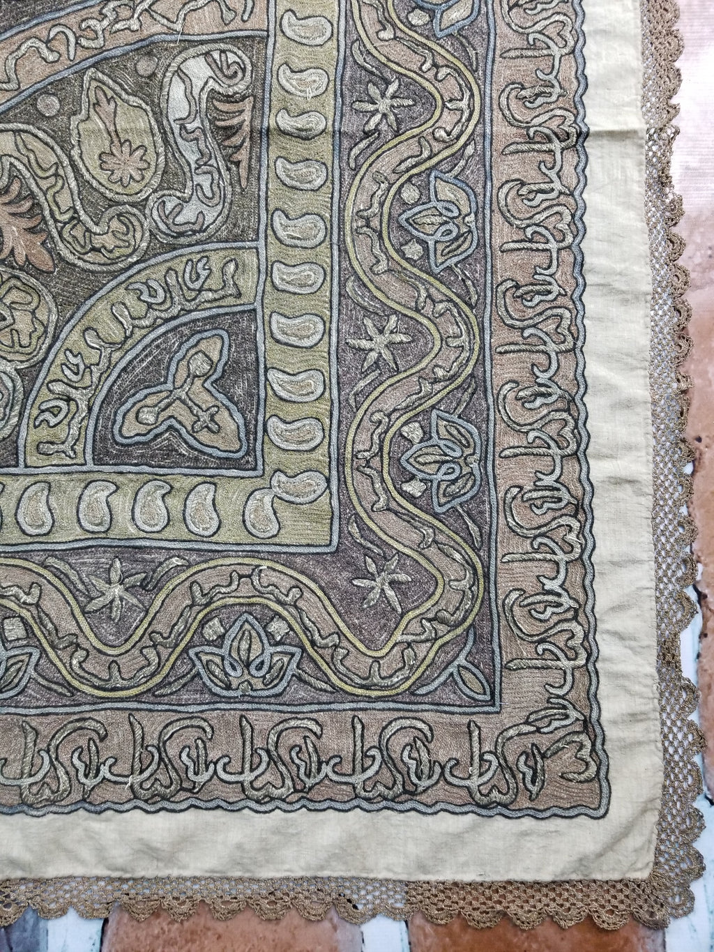 Antique Ottoman Metallic Work Hand Embroidered Ceremonial Cloth 260x180cms