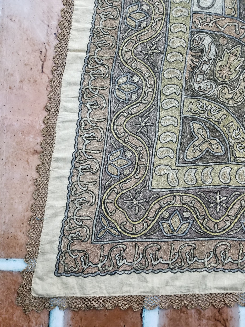 Antique Ottoman Metallic Work Hand Embroidered Ceremonial Cloth 260x180cms