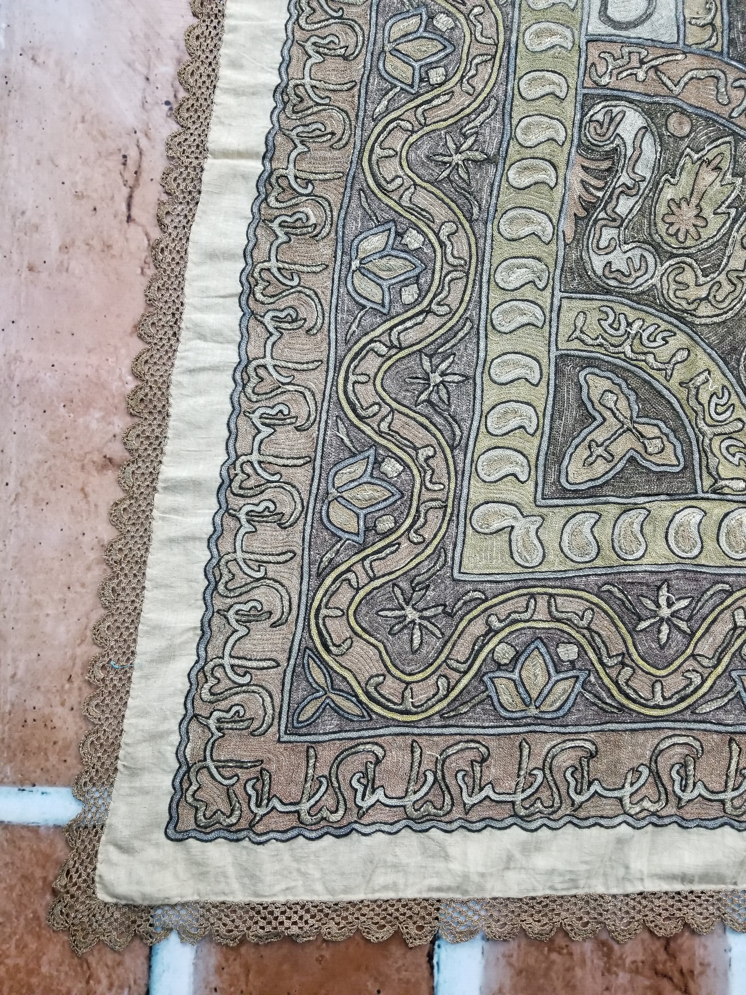 Antique Ottoman Metallic Work Hand Embroidered Ceremonial Cloth 260x180cms