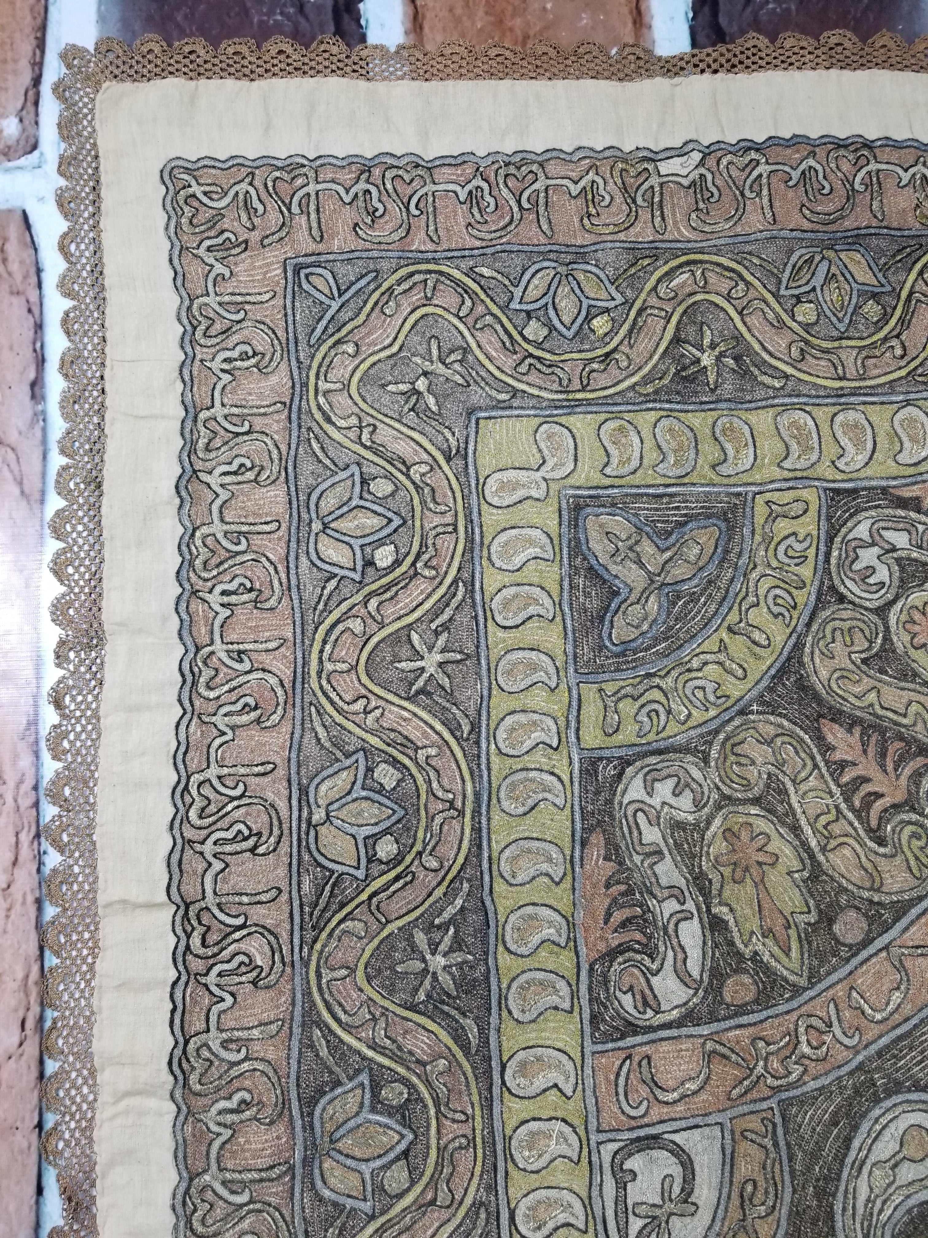 Antique Ottoman Metallic Work Hand Embroidered Ceremonial Cloth 260x180cms