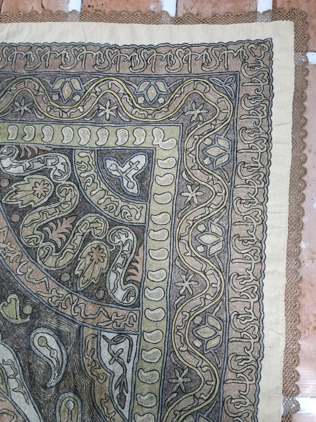 Antique Ottoman Metallic Work Hand Embroidered Ceremonial Cloth 260x180cms