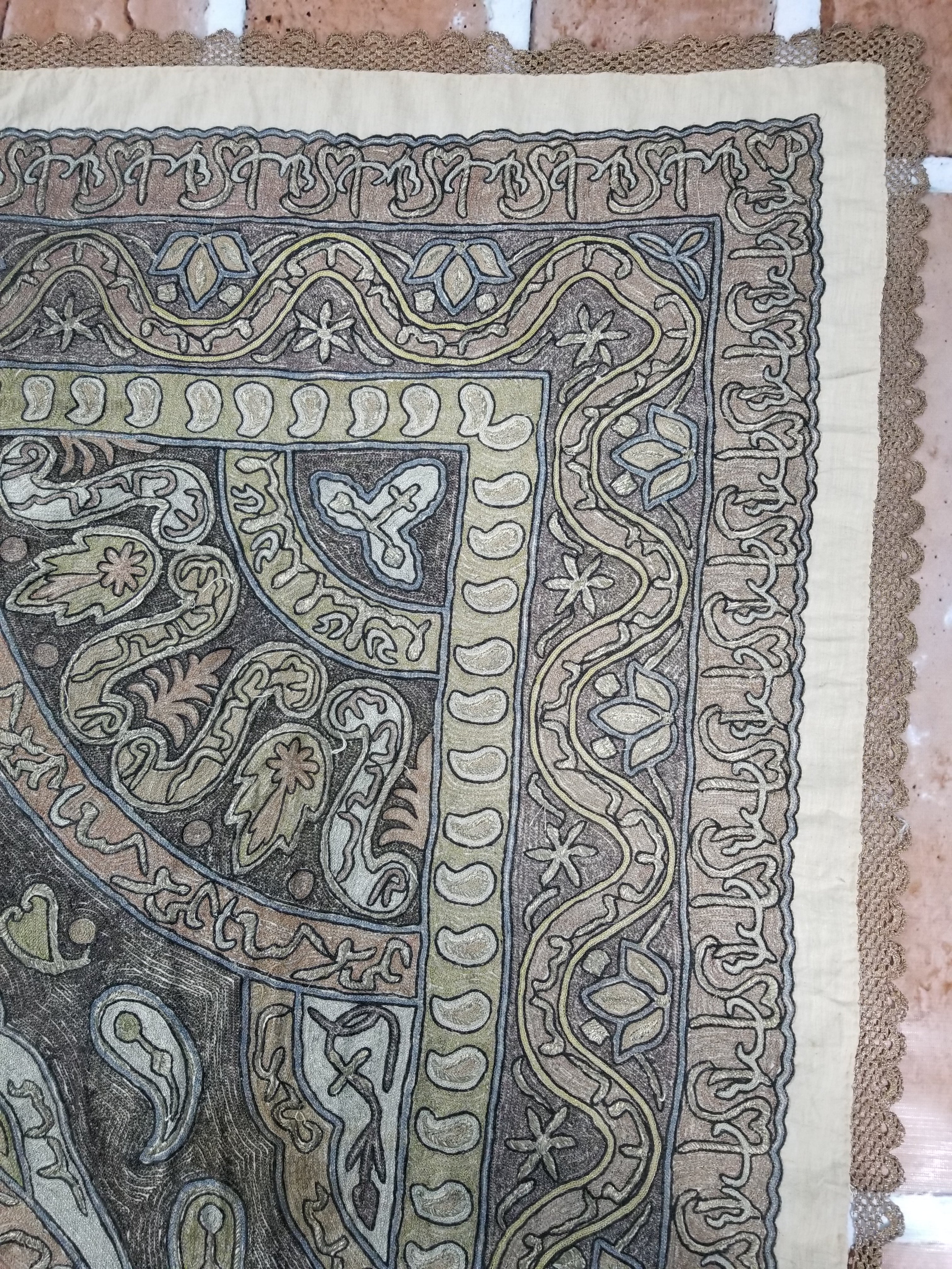 Antique Ottoman Metallic Work Hand Embroidered Ceremonial Cloth 260x180cms