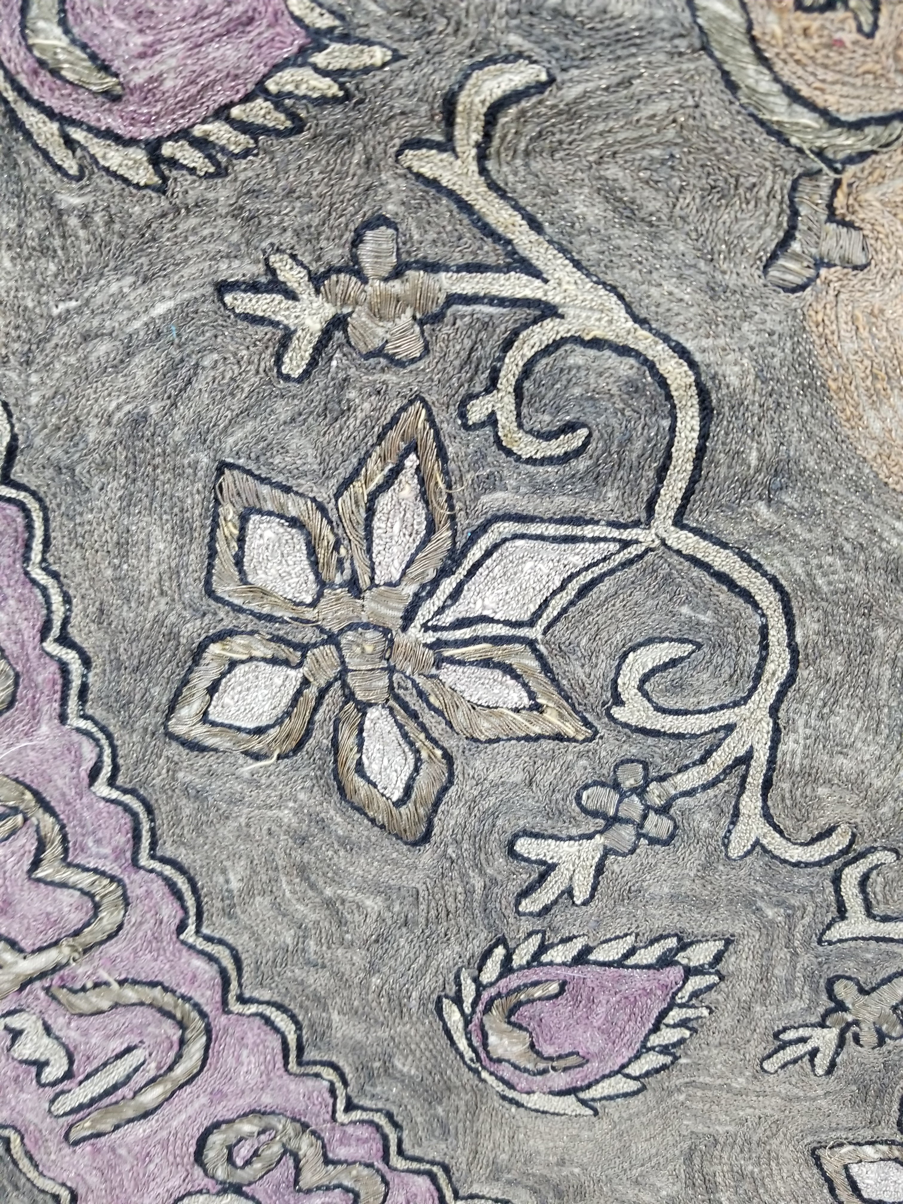 Antique Ottoman Arabic Calligraphy Metallic Embroidered Wall Hanging 185x130cms