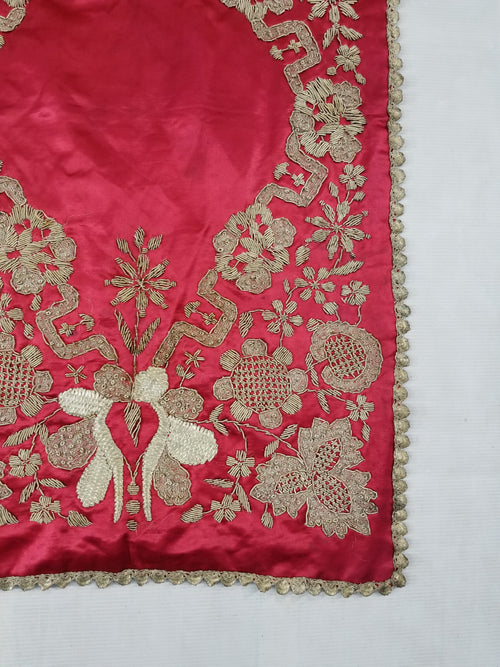 Antique Ottoman Silver Metallic Embroidered Silk Tapestry Panel 85x49cms