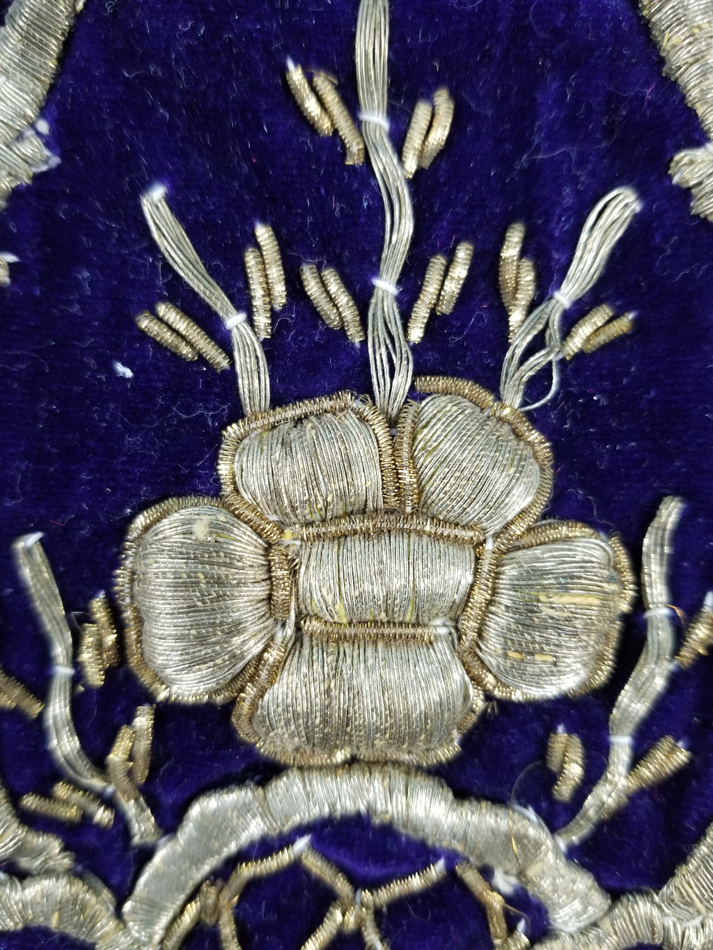 Antique Ottoman Floral Gold Metallic Embroidered Velvet Panel 69x39cms