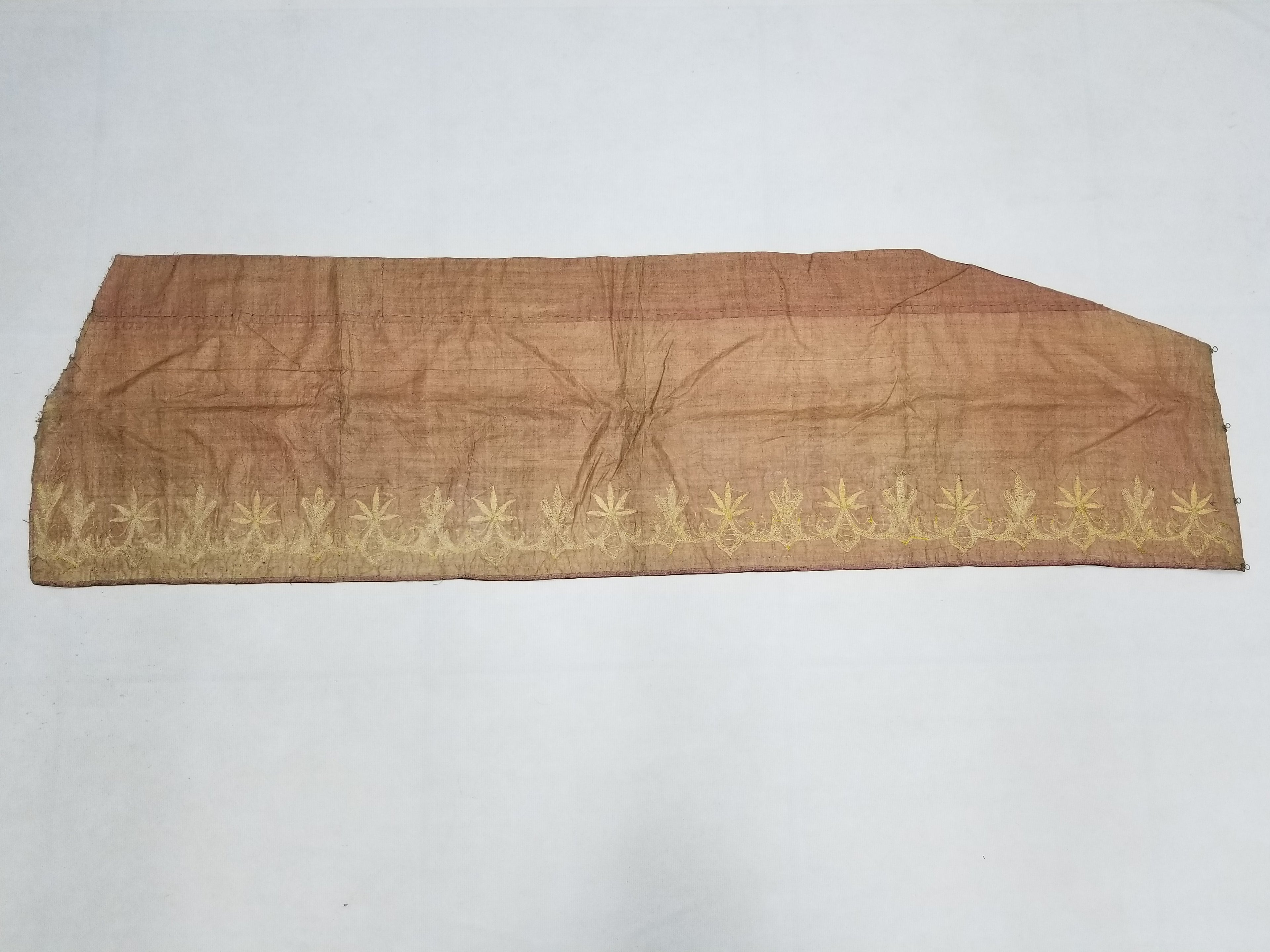 Antique Ottoman Gold Metallic Embroidered Velvet Wall Hanging 208x58cm