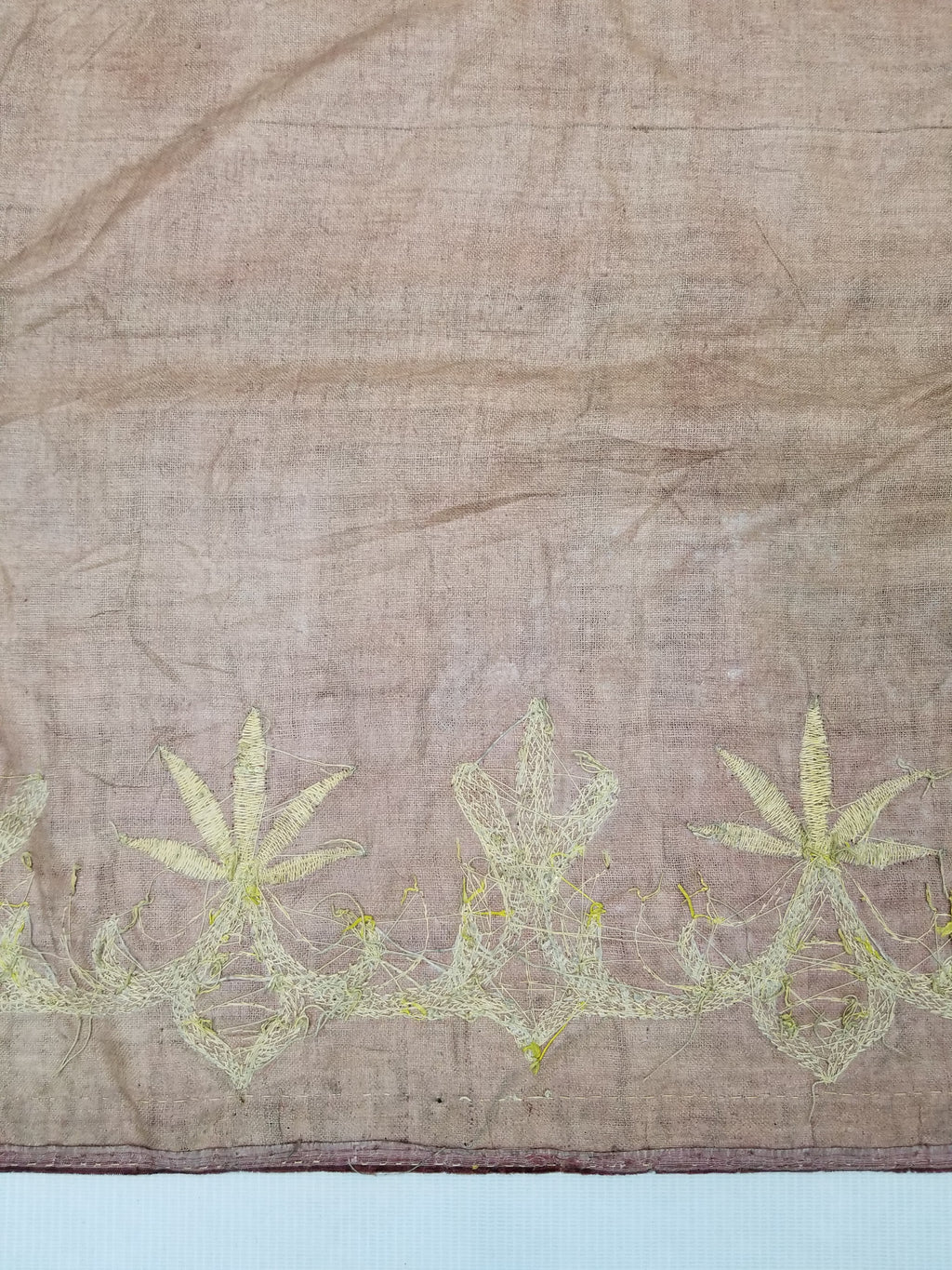 Antique Ottoman Gold Metallic Embroidered Velvet Wall Hanging 208x58cm