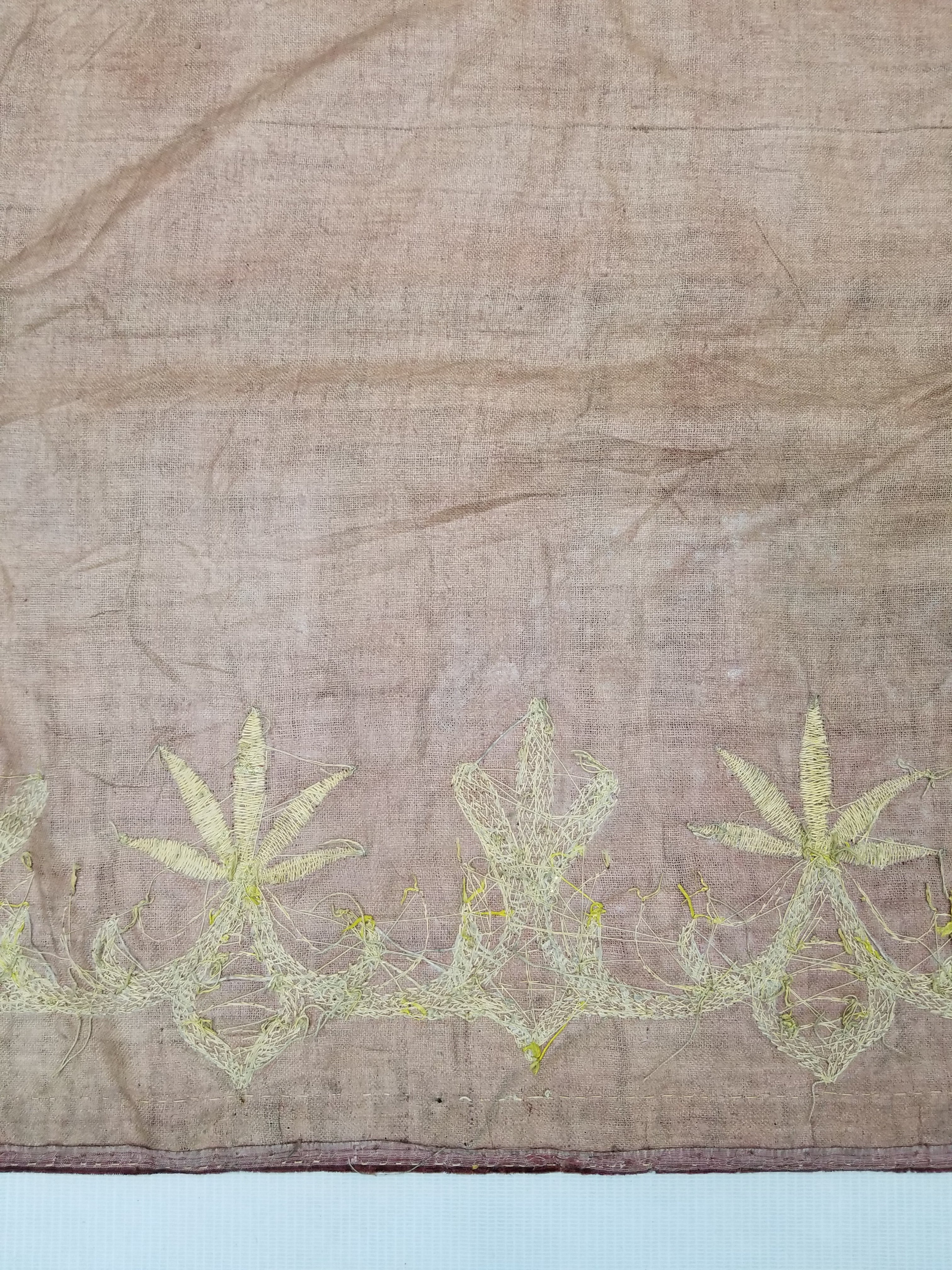 Antique Ottoman Gold Metallic Embroidered Velvet Wall Hanging 208x58cm