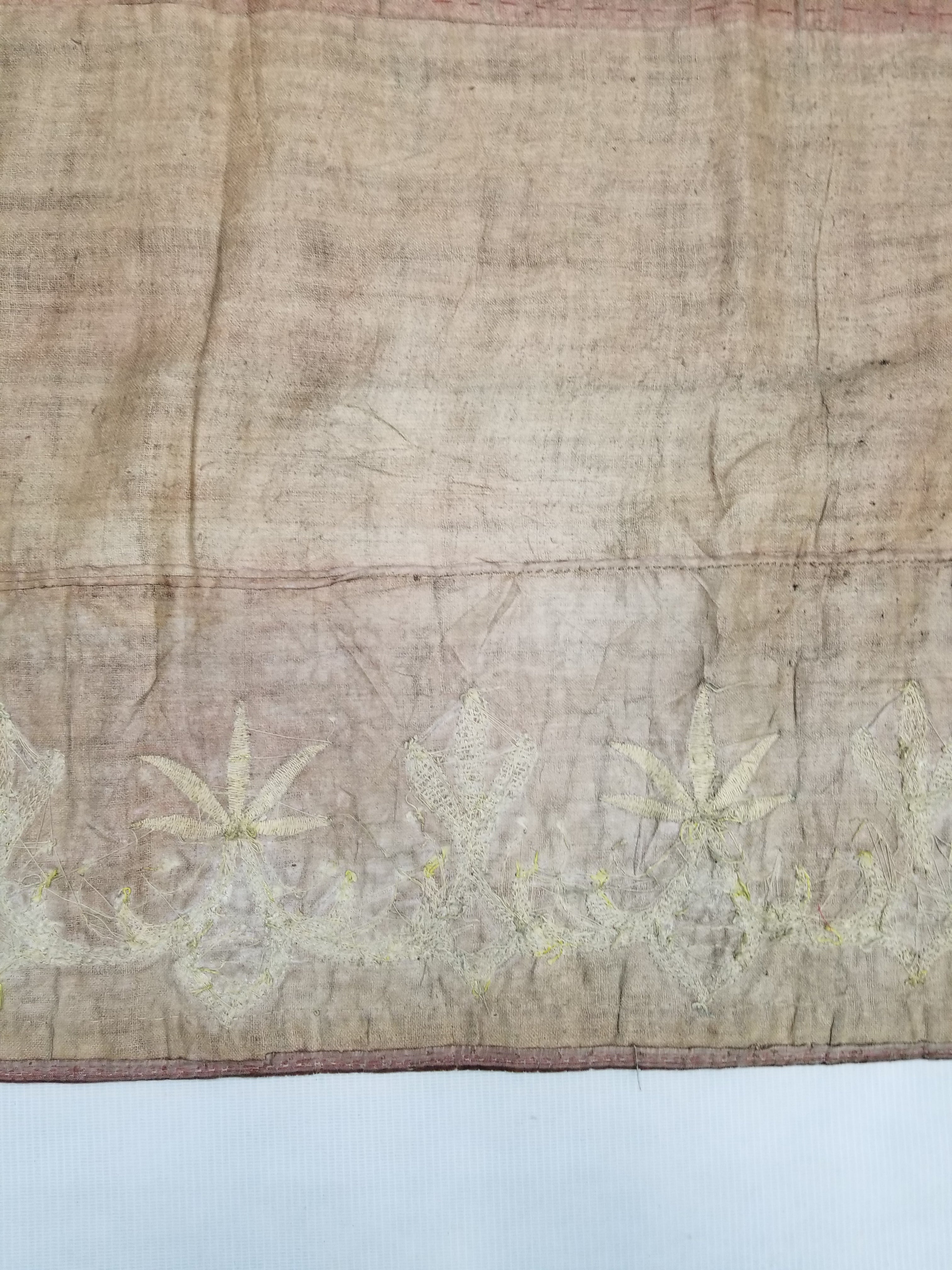 Antique Ottoman Gold Metallic Embroidered Velvet Wall Hanging 209x58cm