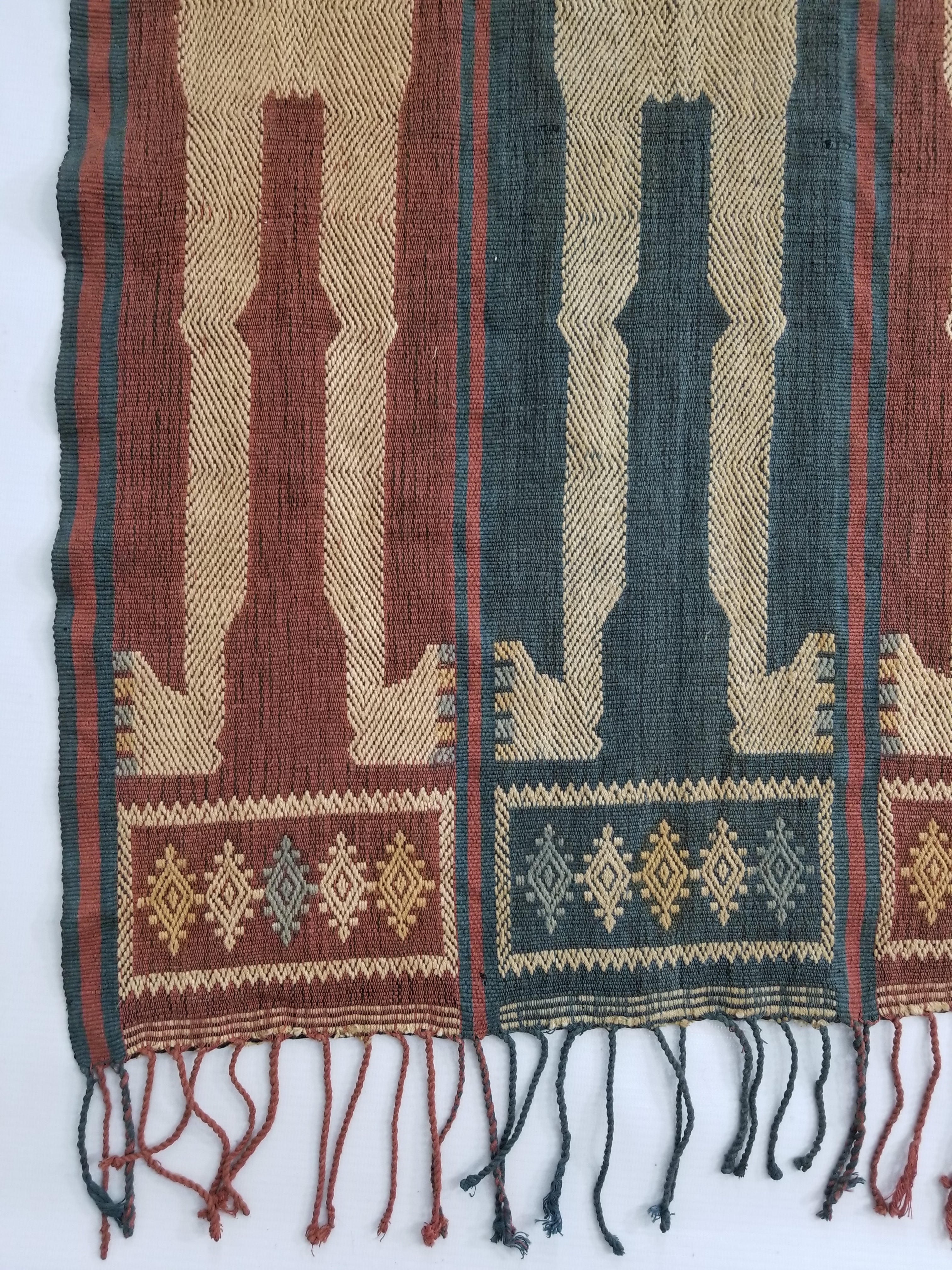 Vintage Handwoven Indonesian Sumba Hinggi Wall Tapestry / Runner 186x52cm