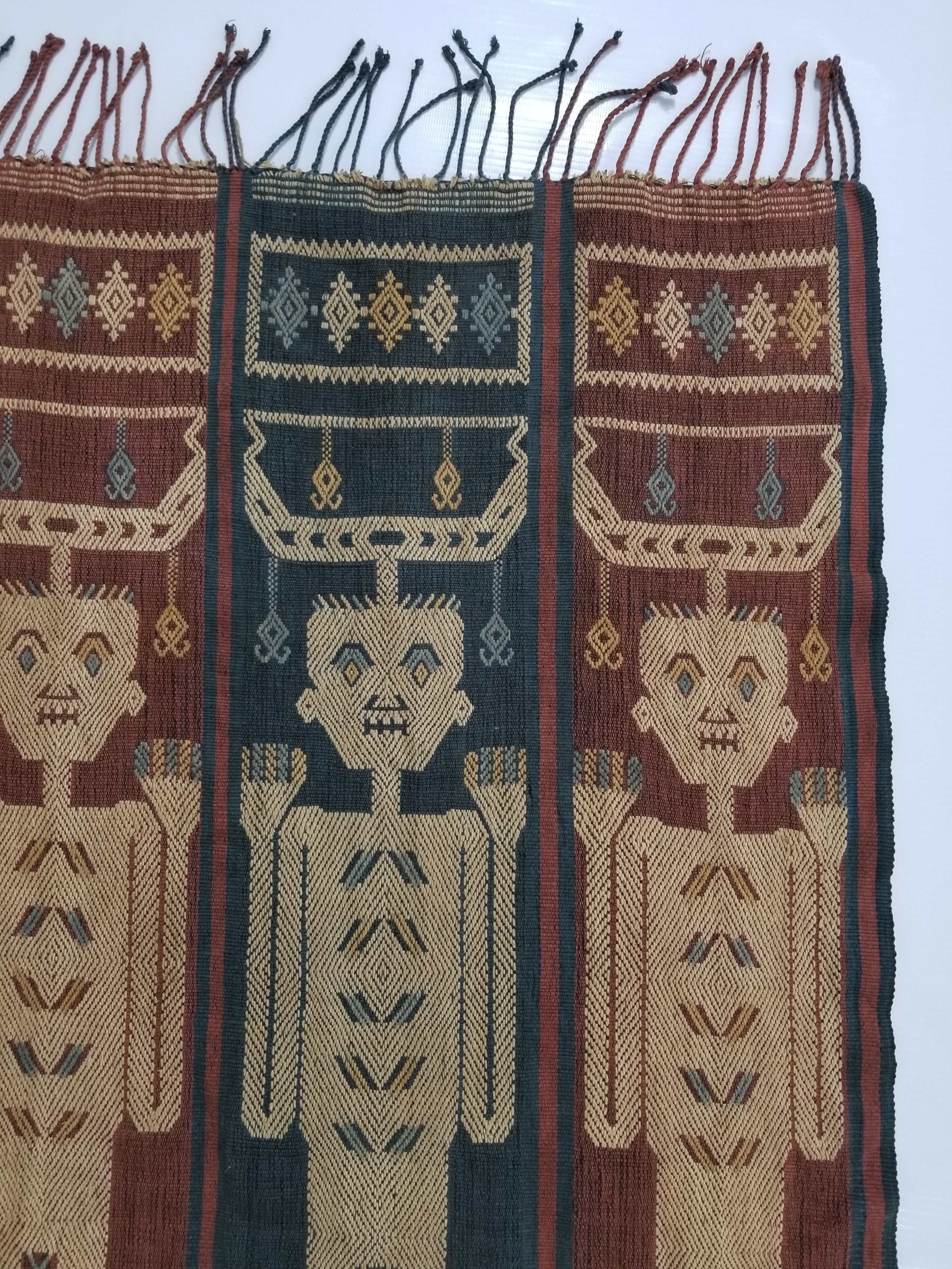 Vintage Handwoven Indonesian Sumba Hinggi Wall Tapestry / Runner 186x52cm