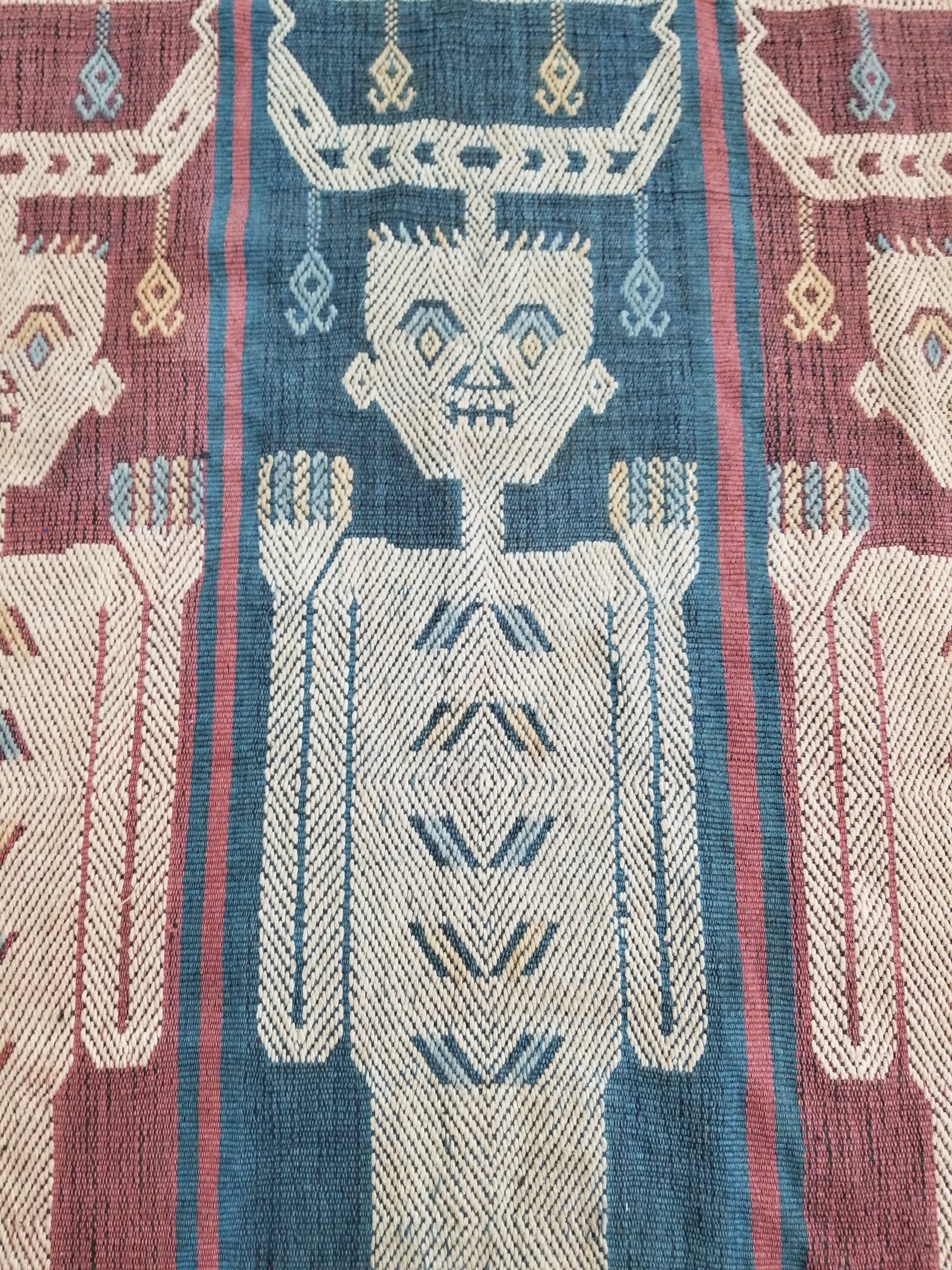 Vintage Handwoven Indonesian Sumba Hinggi Wall Tapestry / Runner 186x52cm