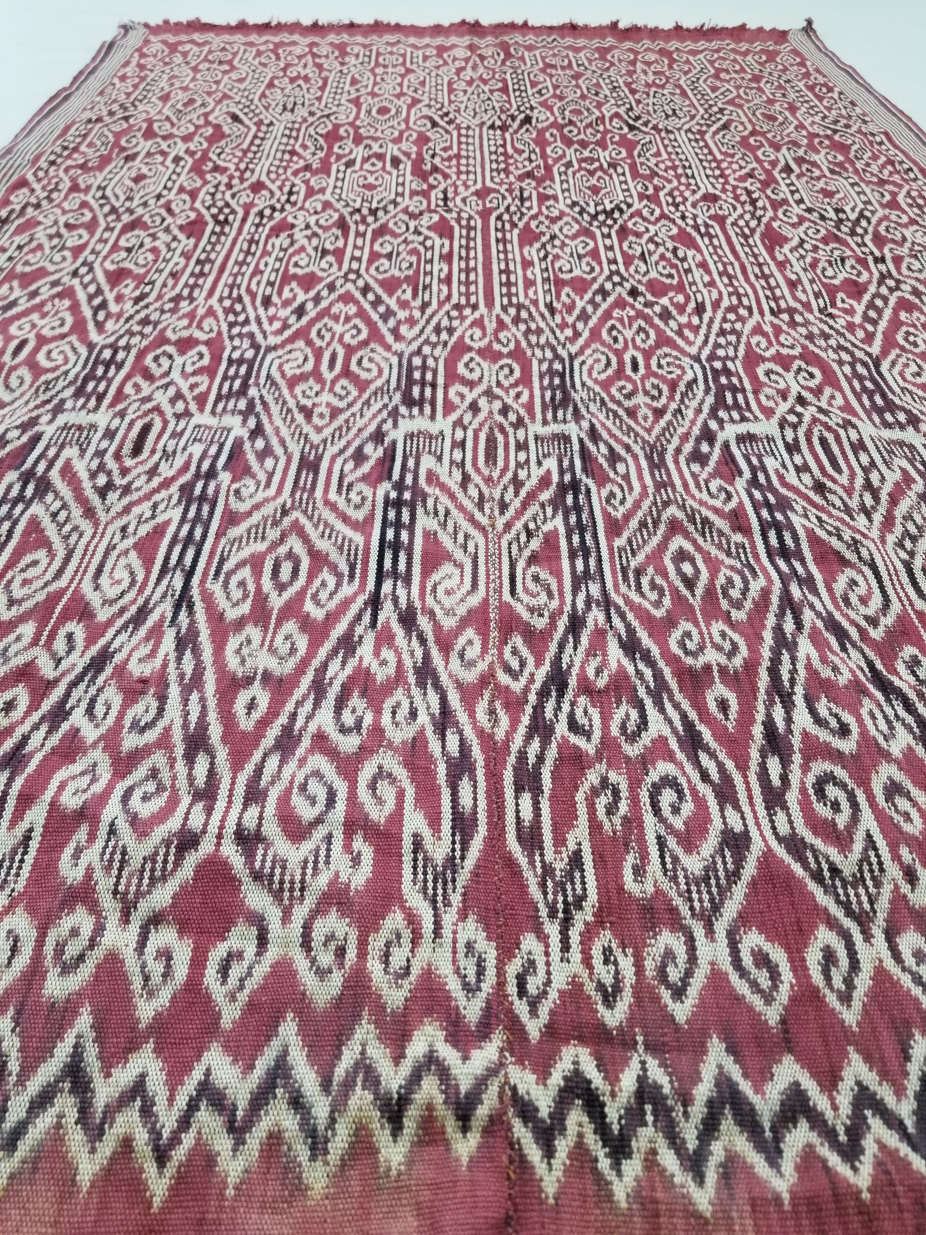 Vintage Handwoven Pua Kumbu Vertical Seam Ceremonial Textile 134x90cm