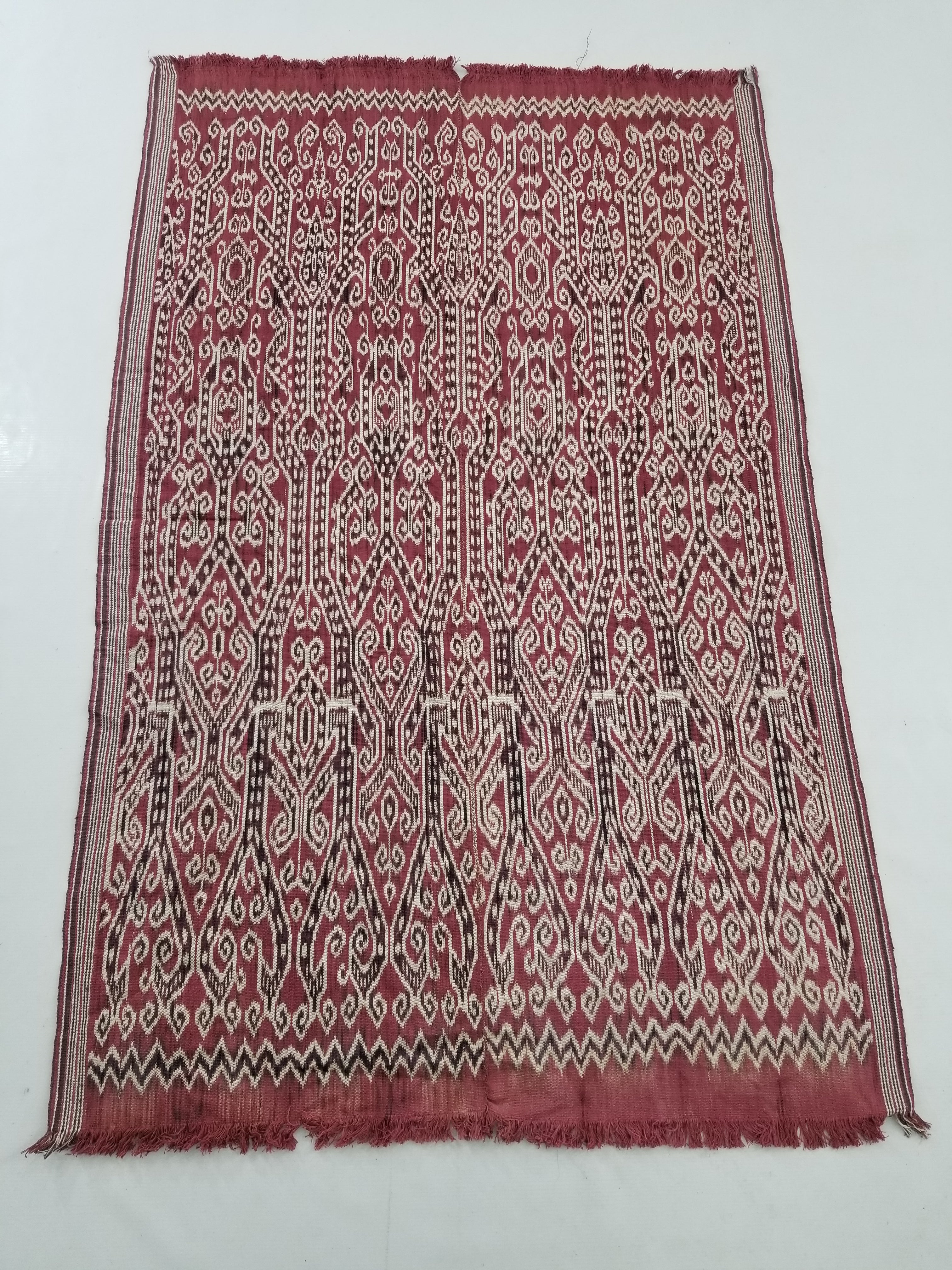 Vintage Handwoven Pua Kumbu Vertical Seam Ceremonial Textile 134x90cm