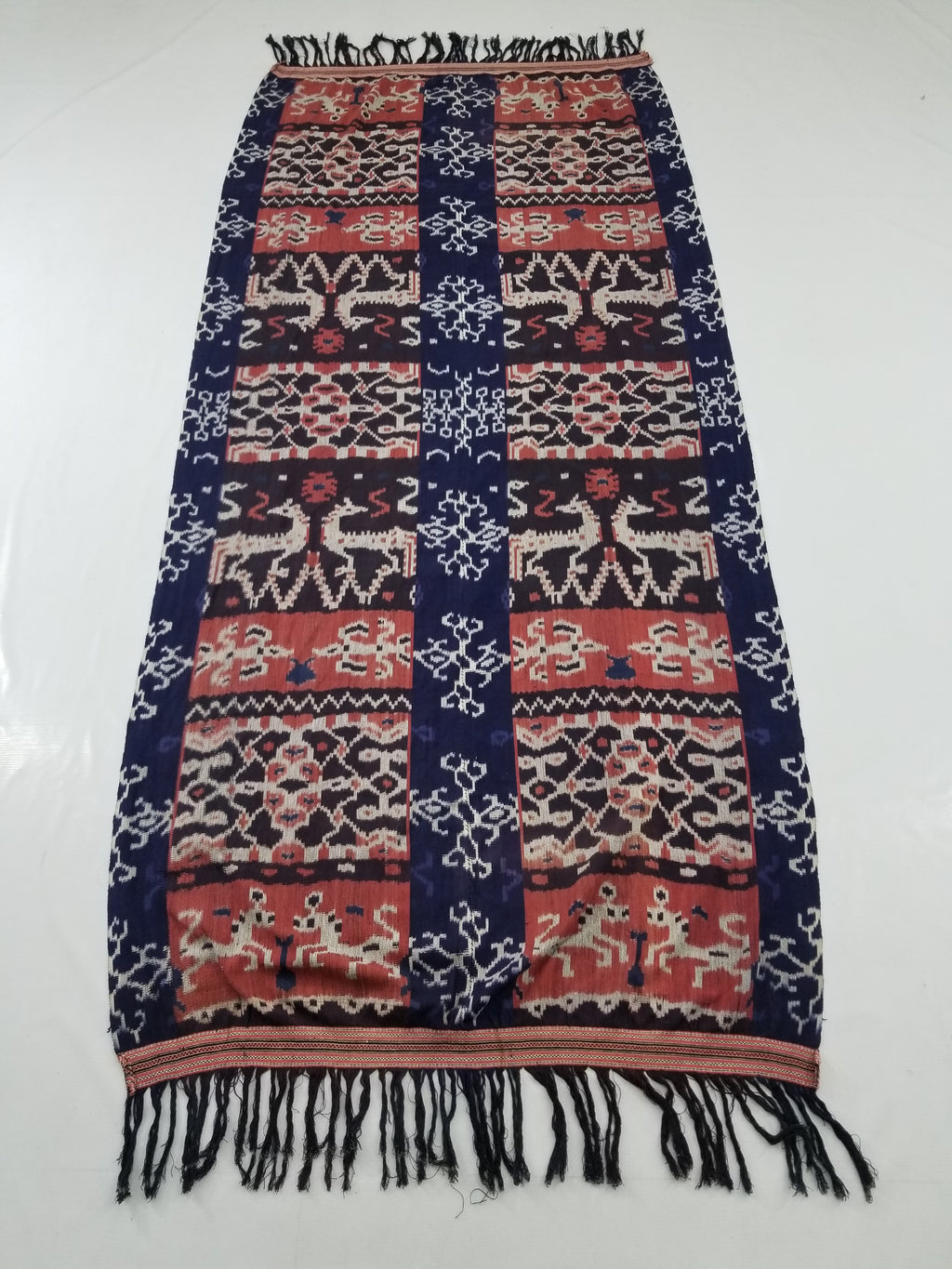 Vintage Handwoven Indonesian Ikat Sumba Vertical Seam Tapestry/ Runner 221x98cm