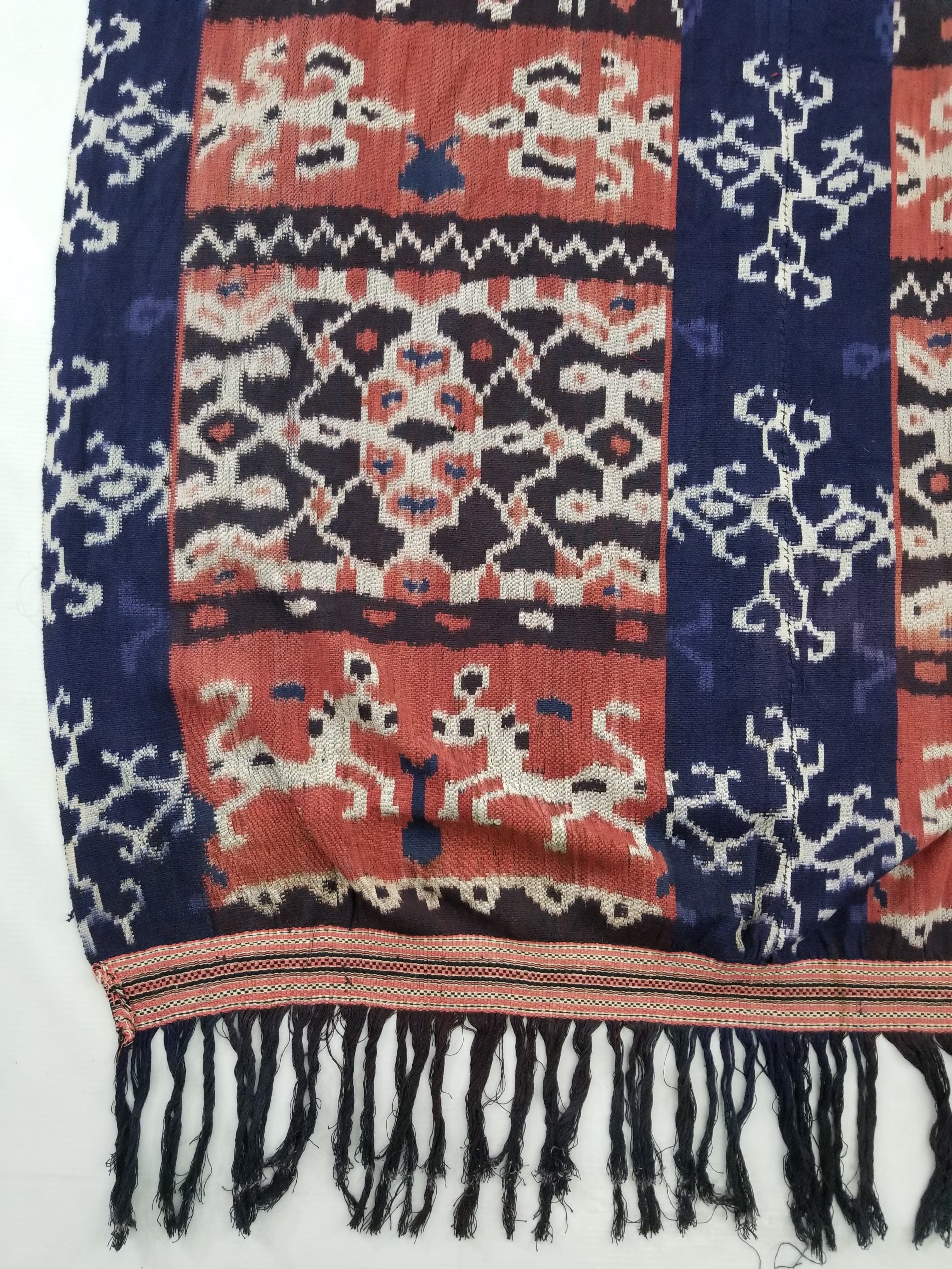 Vintage Handwoven Indonesian Ikat Sumba Vertical Seam Tapestry/ Runner 221x98cm