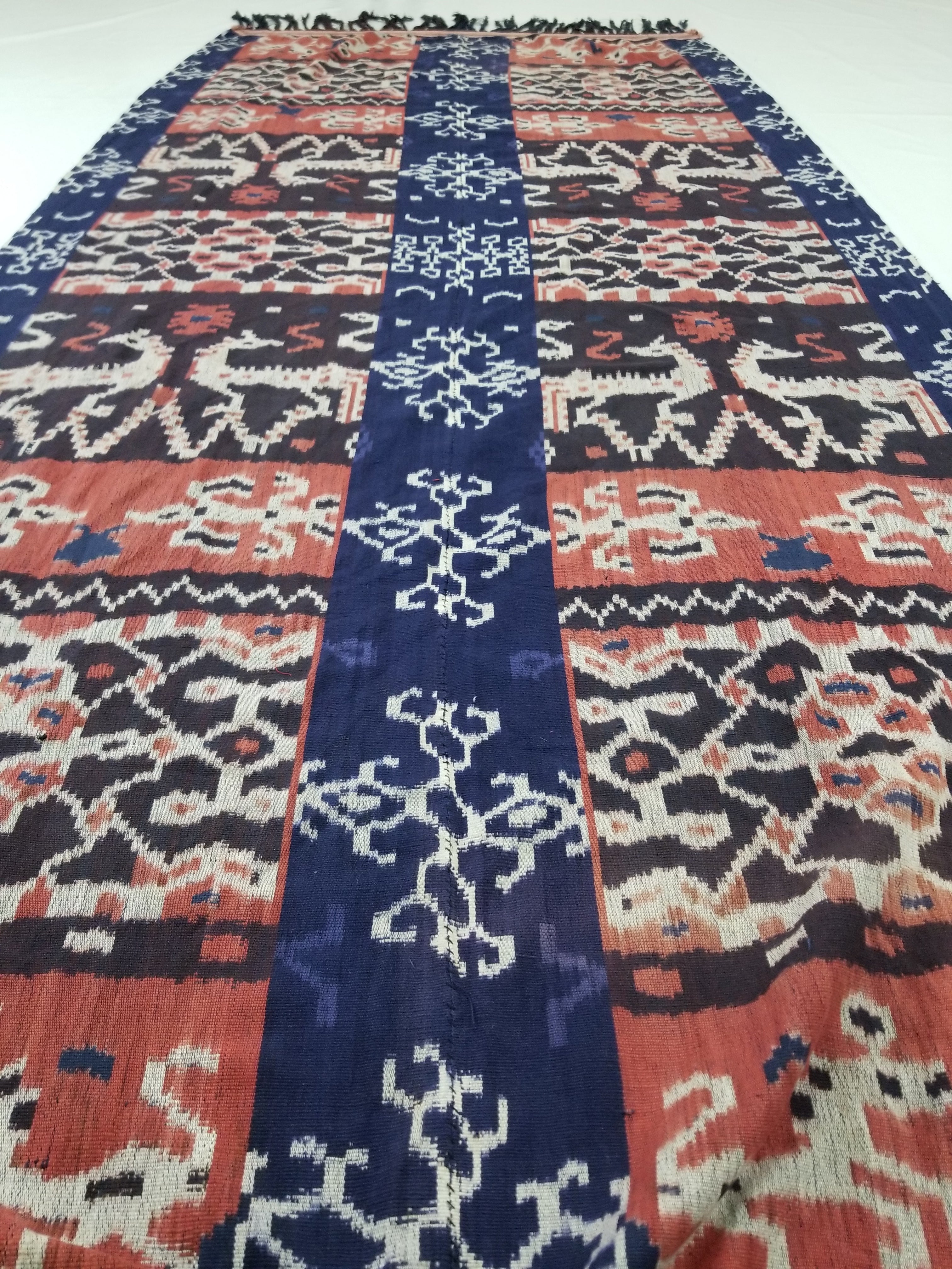 Vintage Handwoven Indonesian Ikat Sumba Vertical Seam Tapestry/ Runner 221x98cm