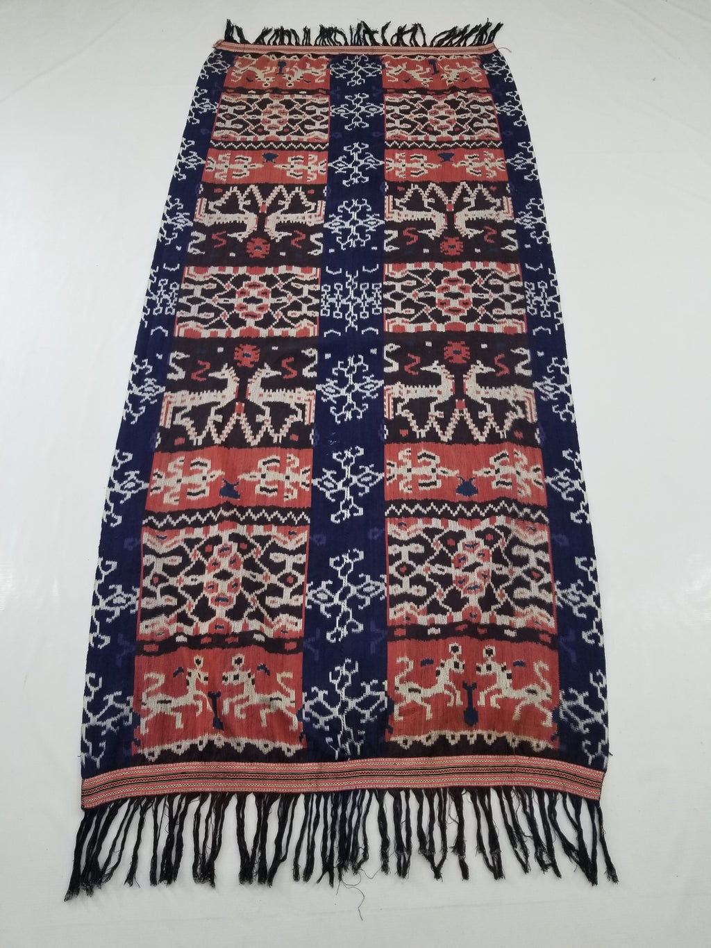 Vintage Handwoven Indonesian Ikat Sumba Vertical Seam Tapestry/ Runner 221x98cm