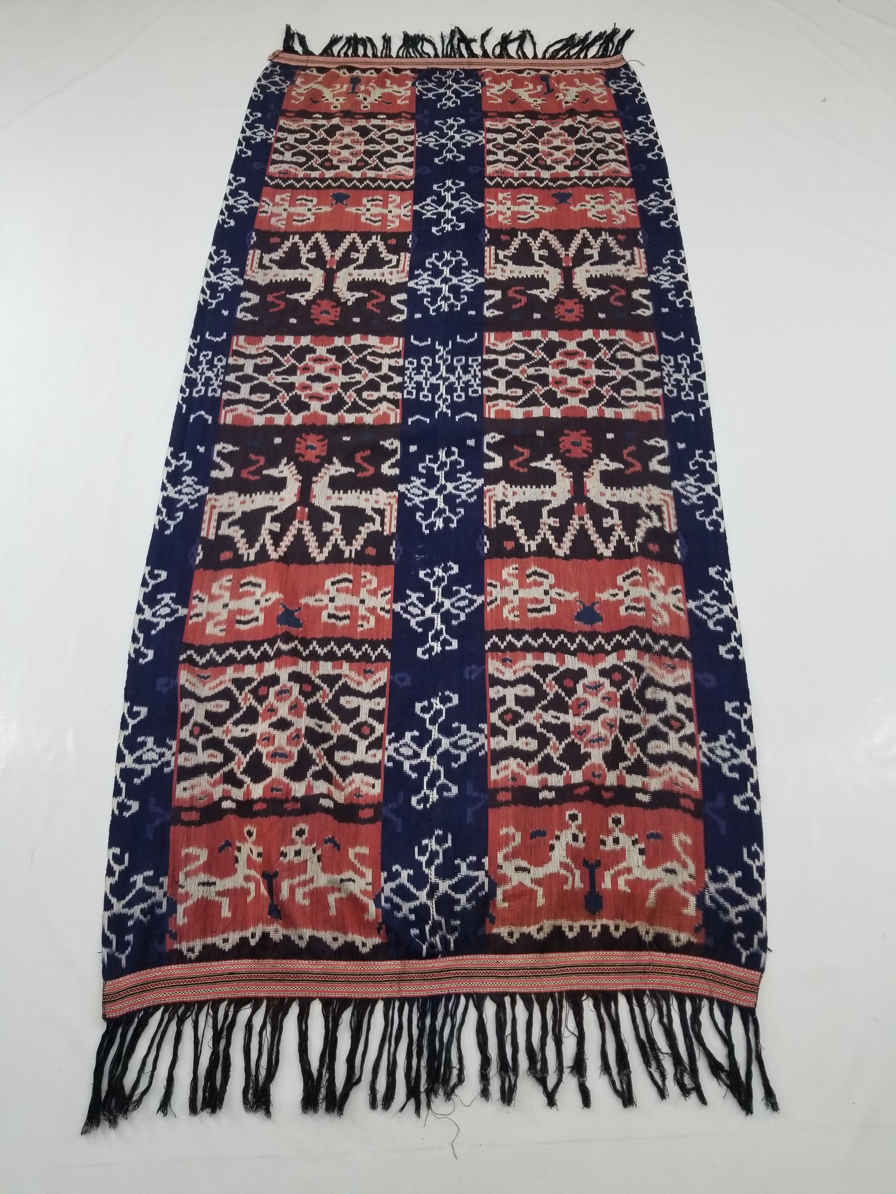 Vintage Handwoven Indonesian Ikat Sumba Vertical Seam Tapestry/ Runner 221x98cm