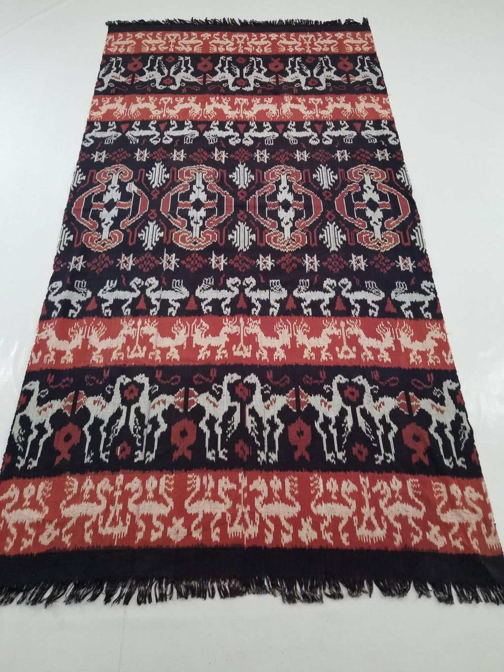 Antique Traditional Indonesian Handwoven Tenun Ikat Sumba Textile 231x118cm