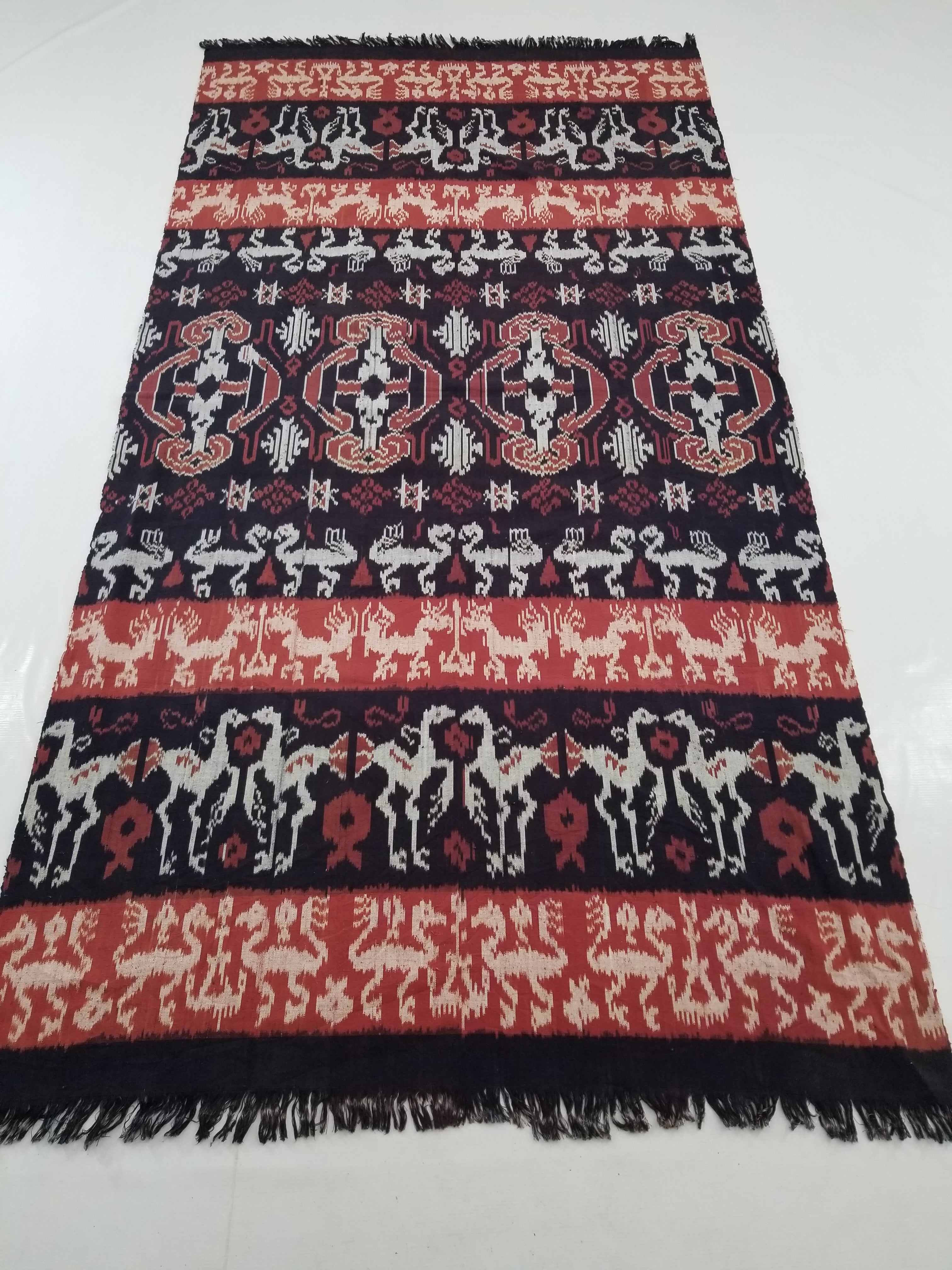 Antique Traditional Indonesian Handwoven Tenun Ikat Sumba Textile 231x118cm