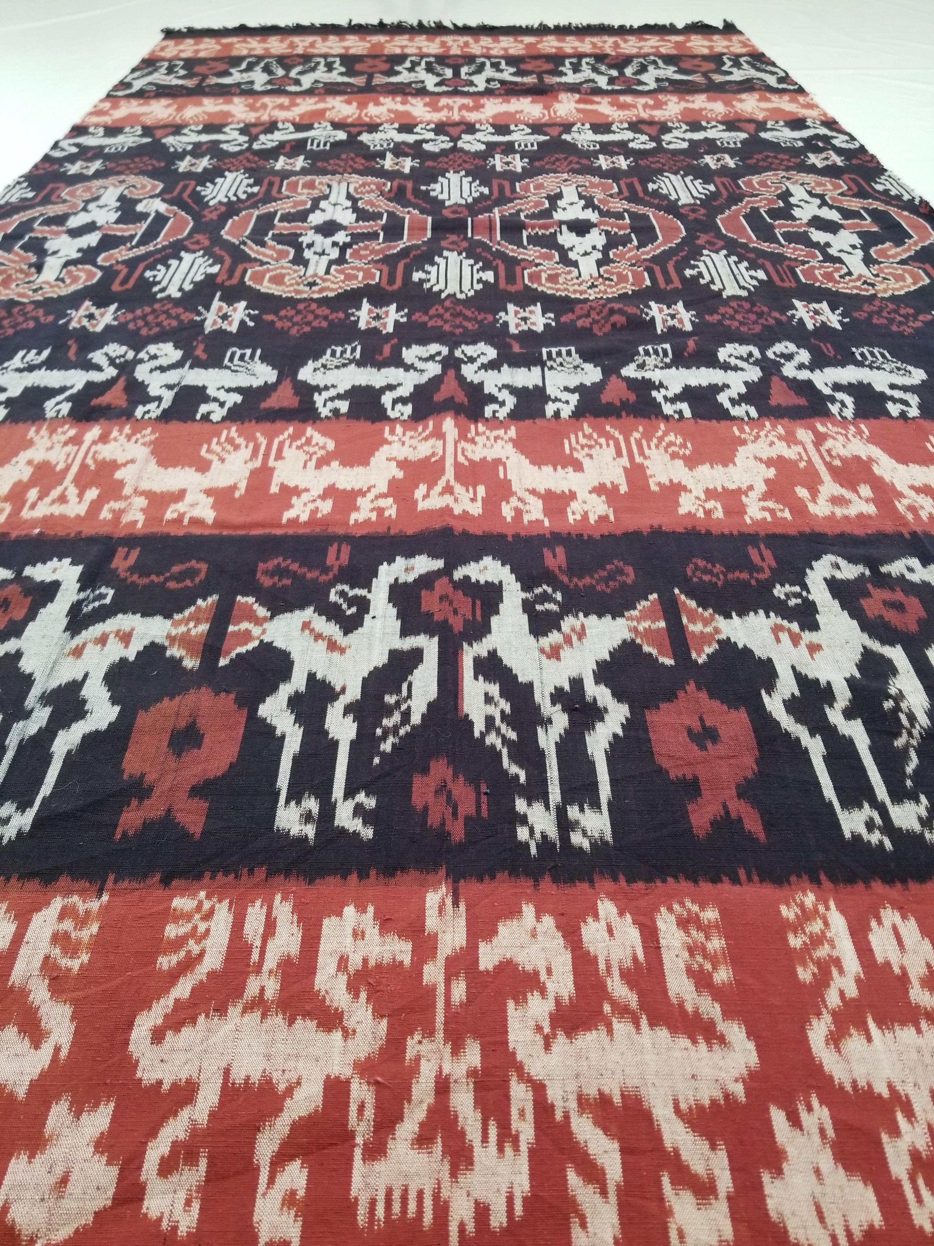 Antique Traditional Indonesian Handwoven Tenun Ikat Sumba Textile 231x118cm