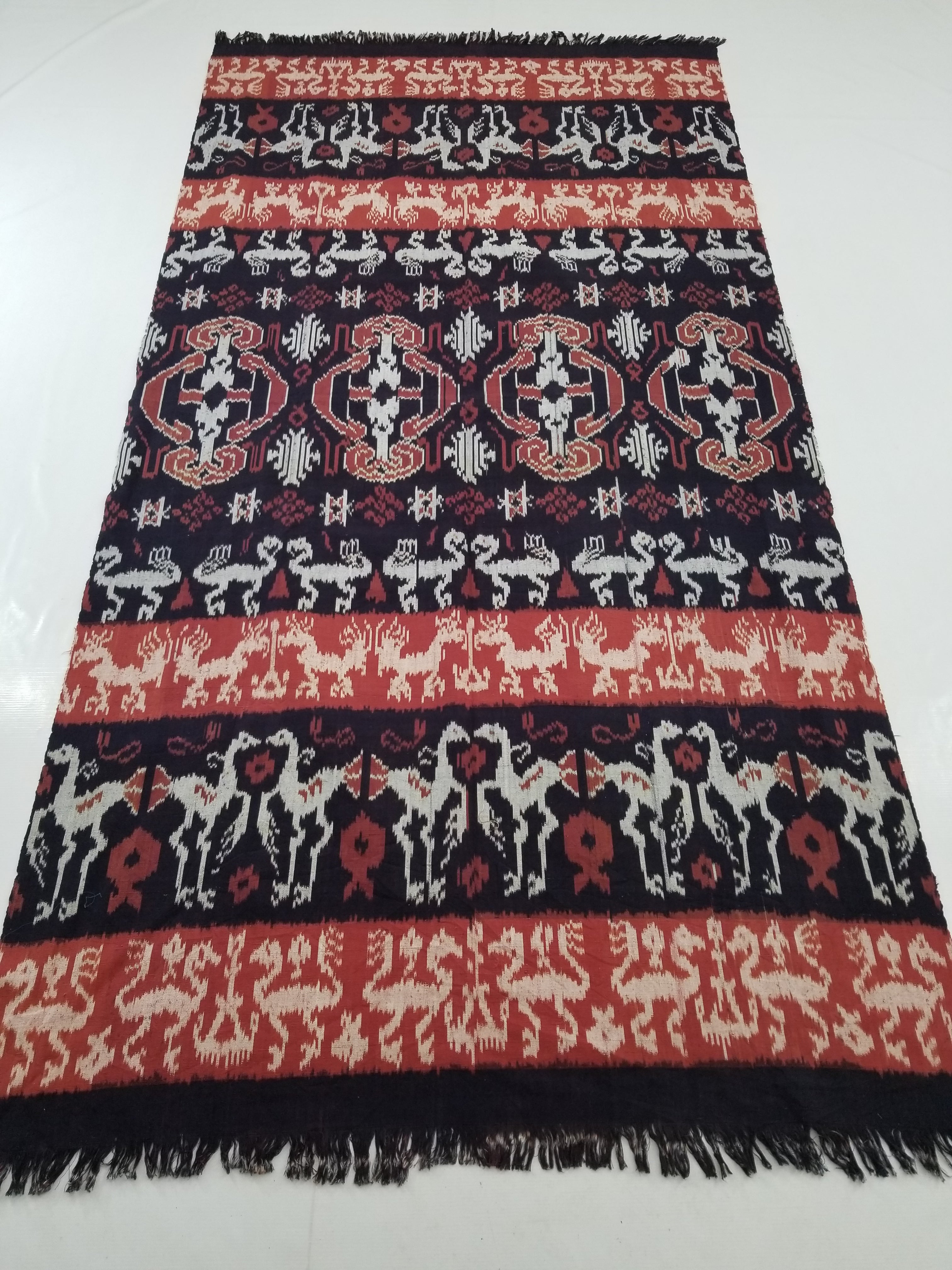 Antique Traditional Indonesian Handwoven Tenun Ikat Sumba Textile 231x118cm
