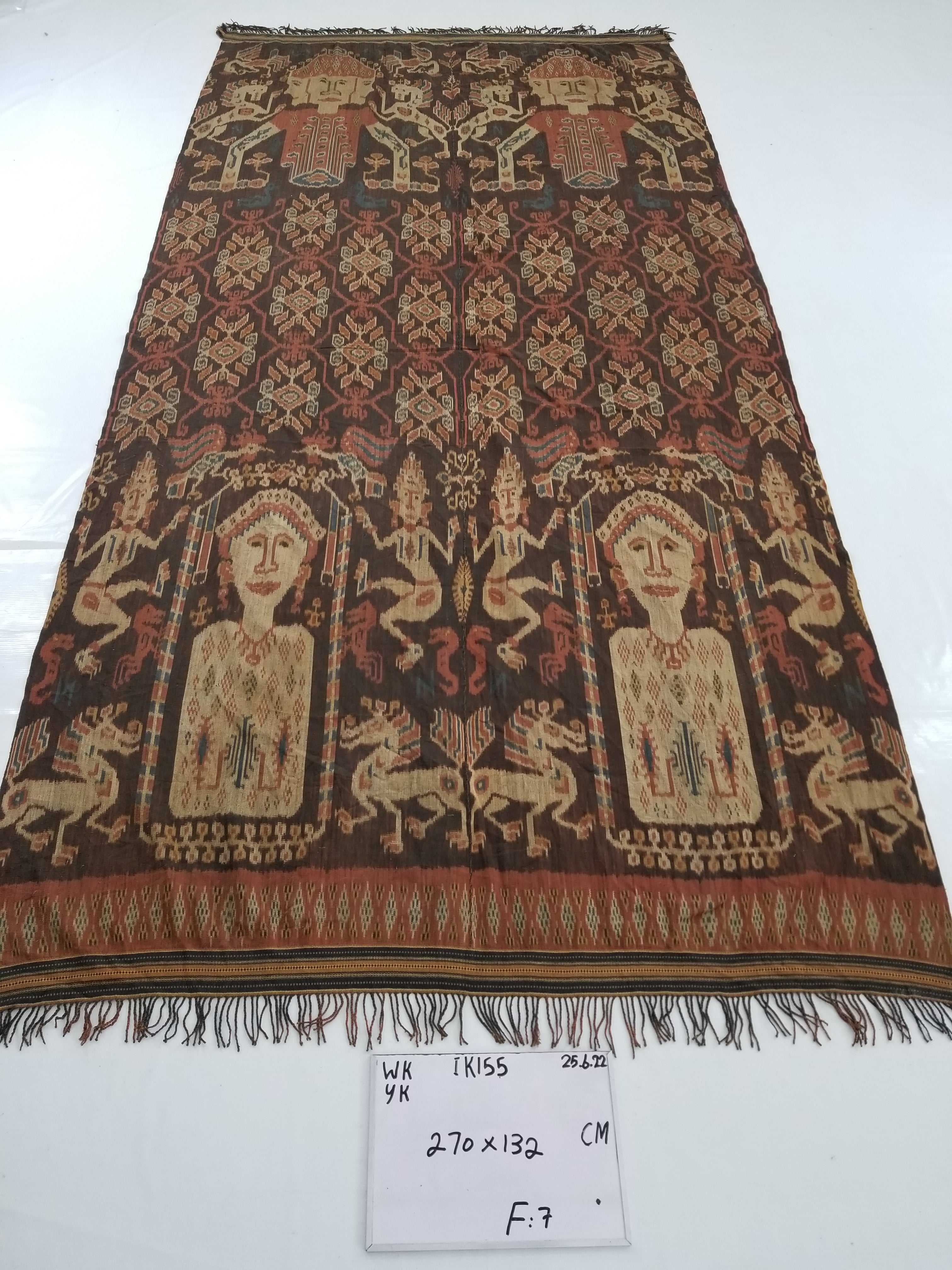 Antique Handwoven Indonesian Sumba Ikat Vertical Seam Ceremonial Textile 270x132