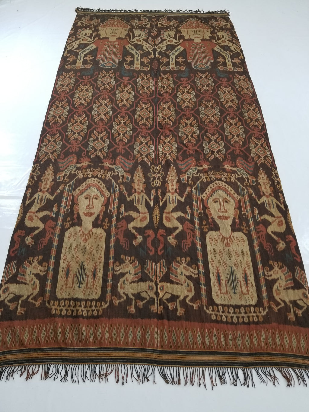 Antique Handwoven Indonesian Sumba Ikat Vertical Seam Ceremonial Textile 270x132
