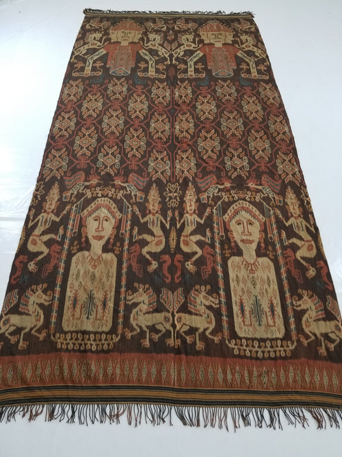 Antique Handwoven Indonesian Sumba Ikat Vertical Seam Ceremonial Textile 270x132