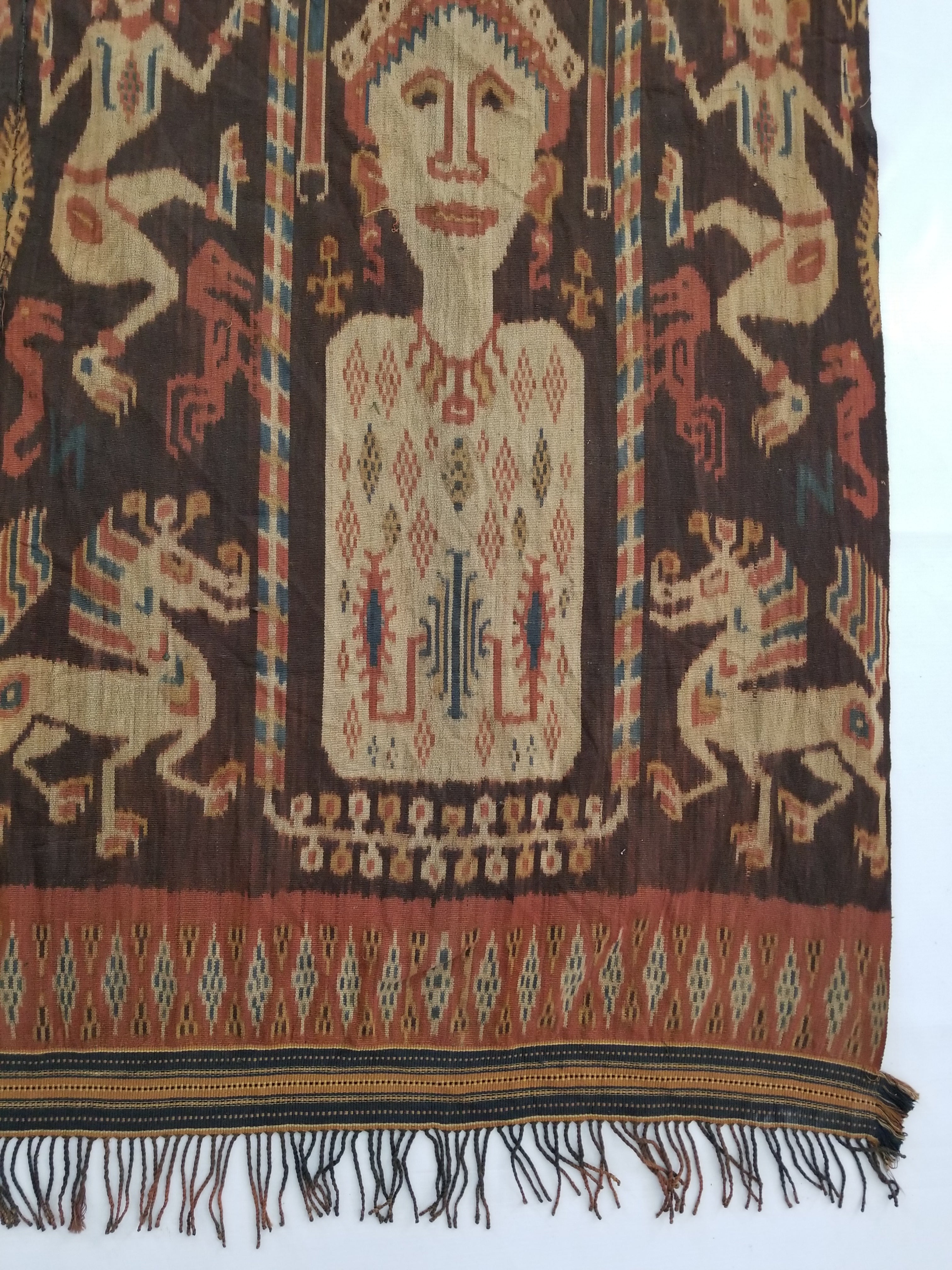 Antique Handwoven Indonesian Sumba Ikat Vertical Seam Ceremonial Textile 270x132