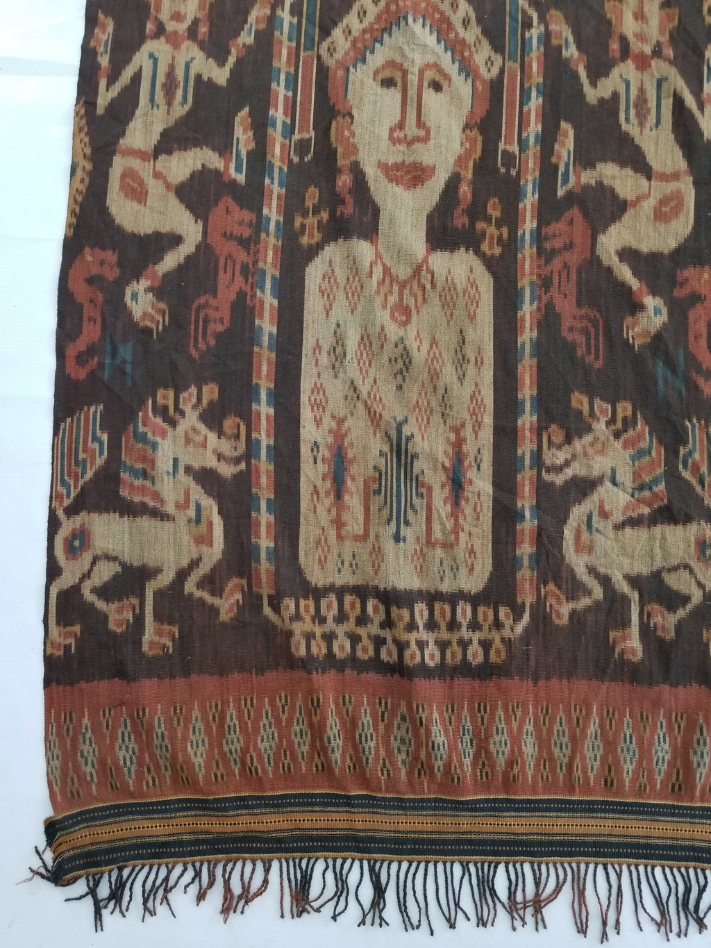 Antique Handwoven Indonesian Sumba Ikat Vertical Seam Ceremonial Textile 270x132