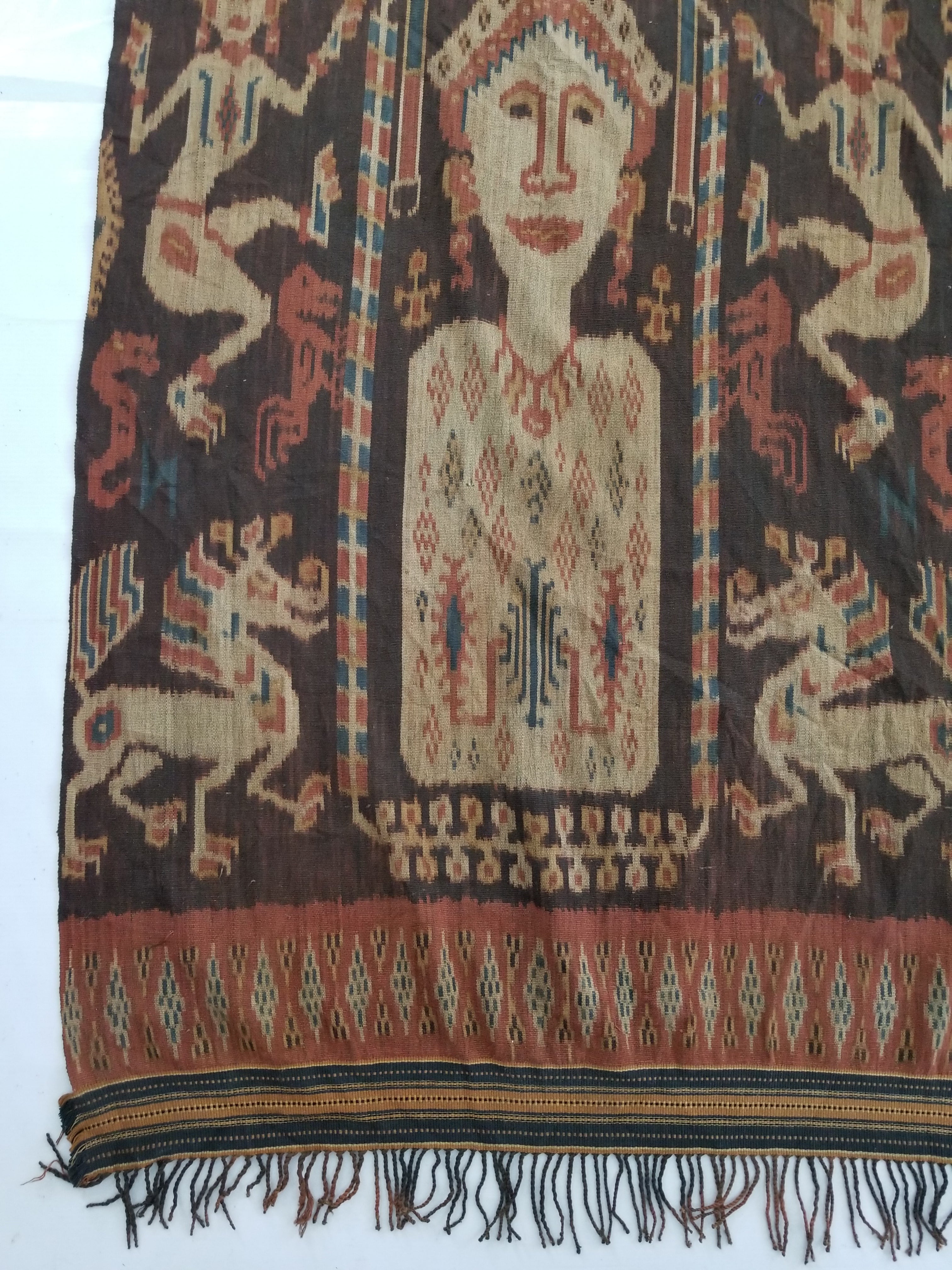 Antique Handwoven Indonesian Sumba Ikat Vertical Seam Ceremonial Textile 270x132