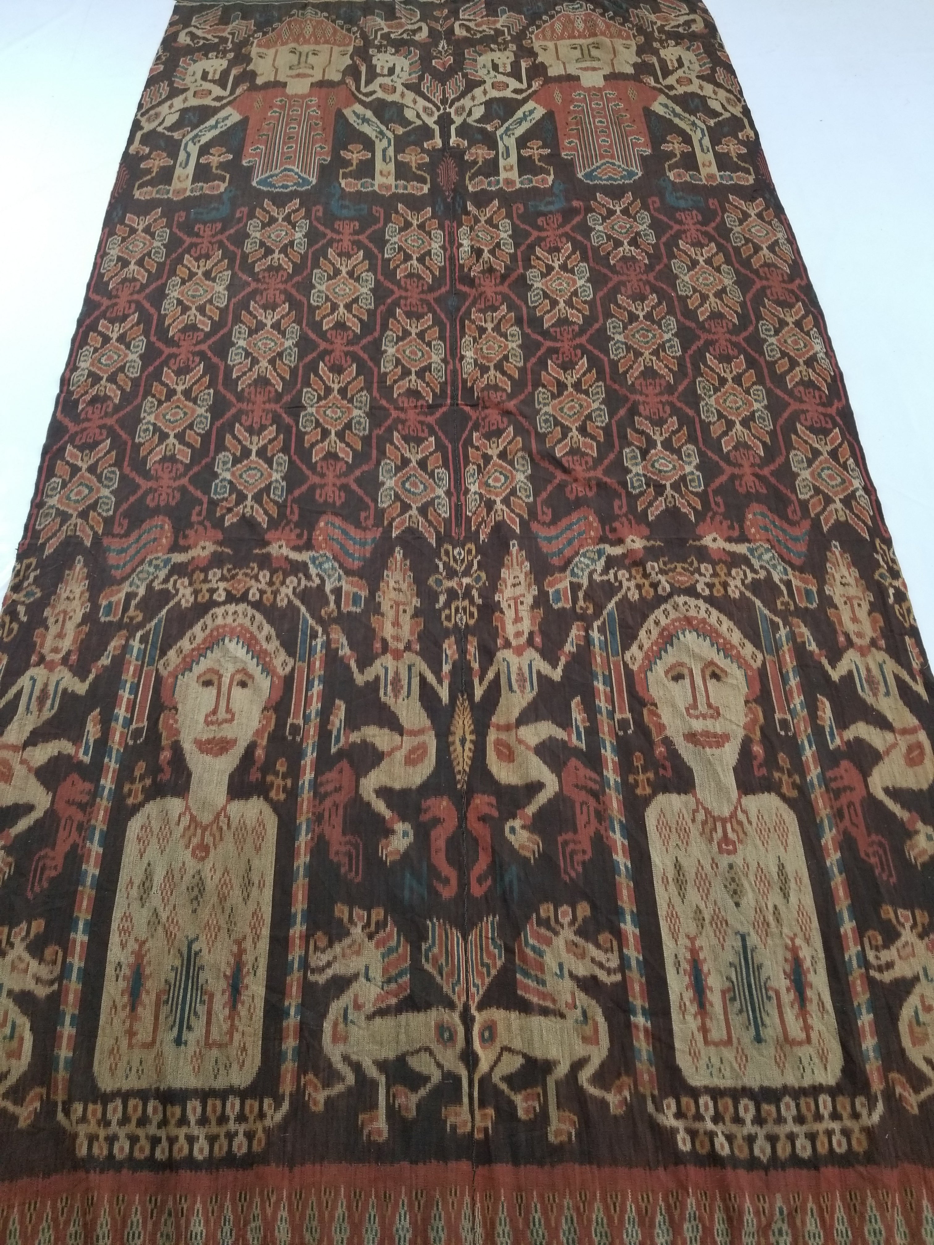 Antique Handwoven Indonesian Sumba Ikat Vertical Seam Ceremonial Textile 270x132
