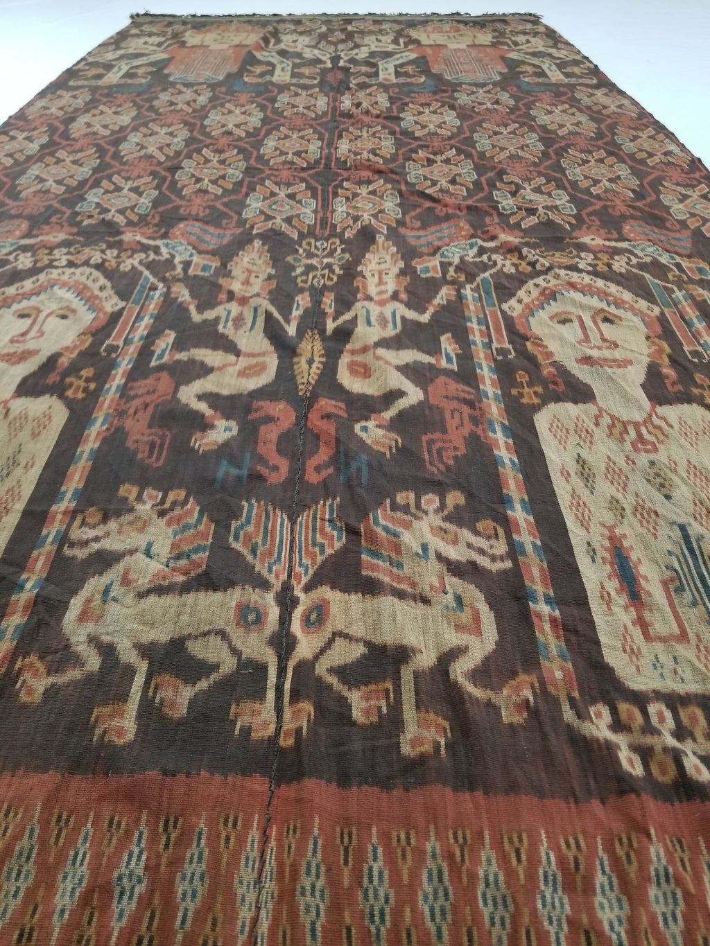 Antique Handwoven Indonesian Sumba Ikat Vertical Seam Ceremonial Textile 270x132