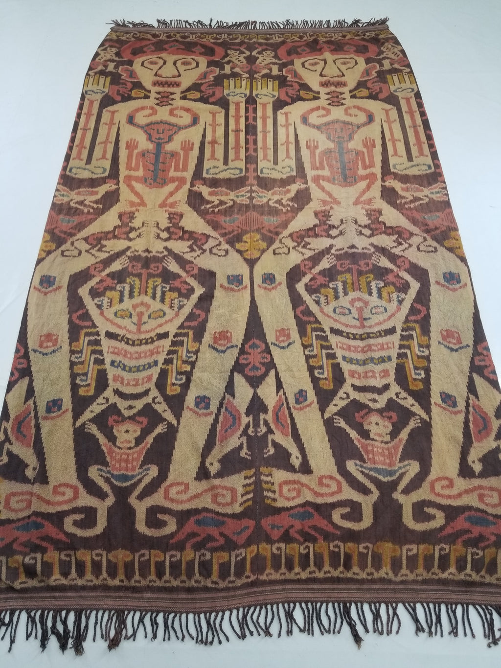 Vintage Indonesian Handwoven Sumba Ikat Hinggi Vertical Seam Textile 264x155cm