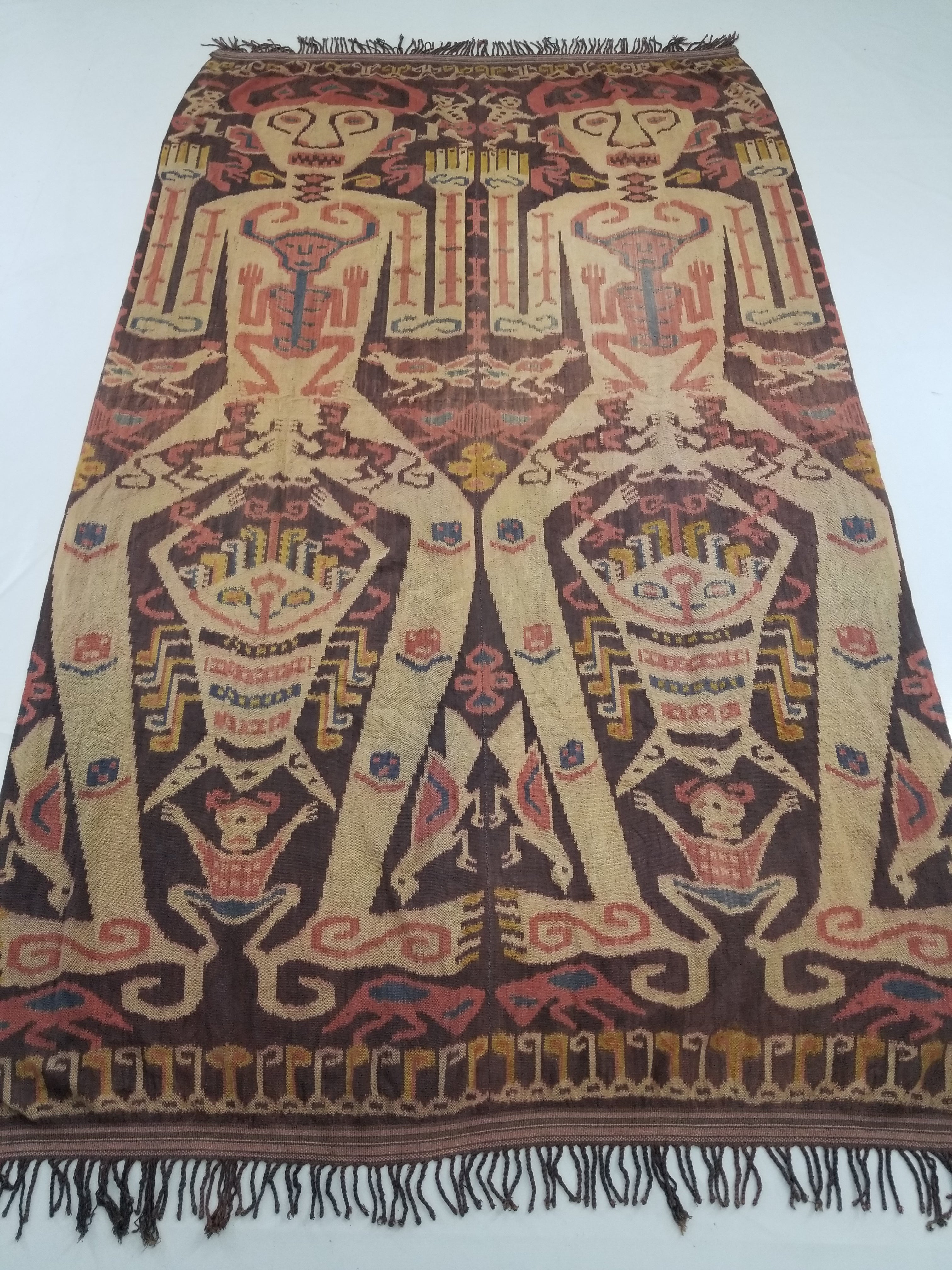 Vintage Indonesian Handwoven Sumba Ikat Hinggi Vertical Seam Textile 264x155cm