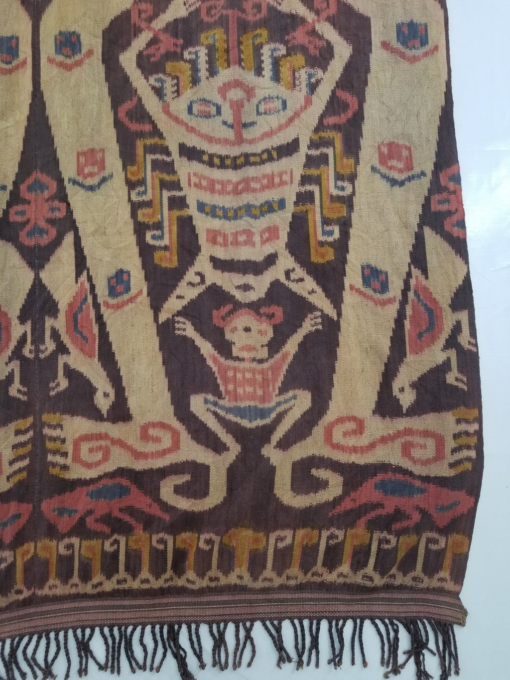 Vintage Indonesian Handwoven Sumba Ikat Hinggi Vertical Seam Textile 264x155cm