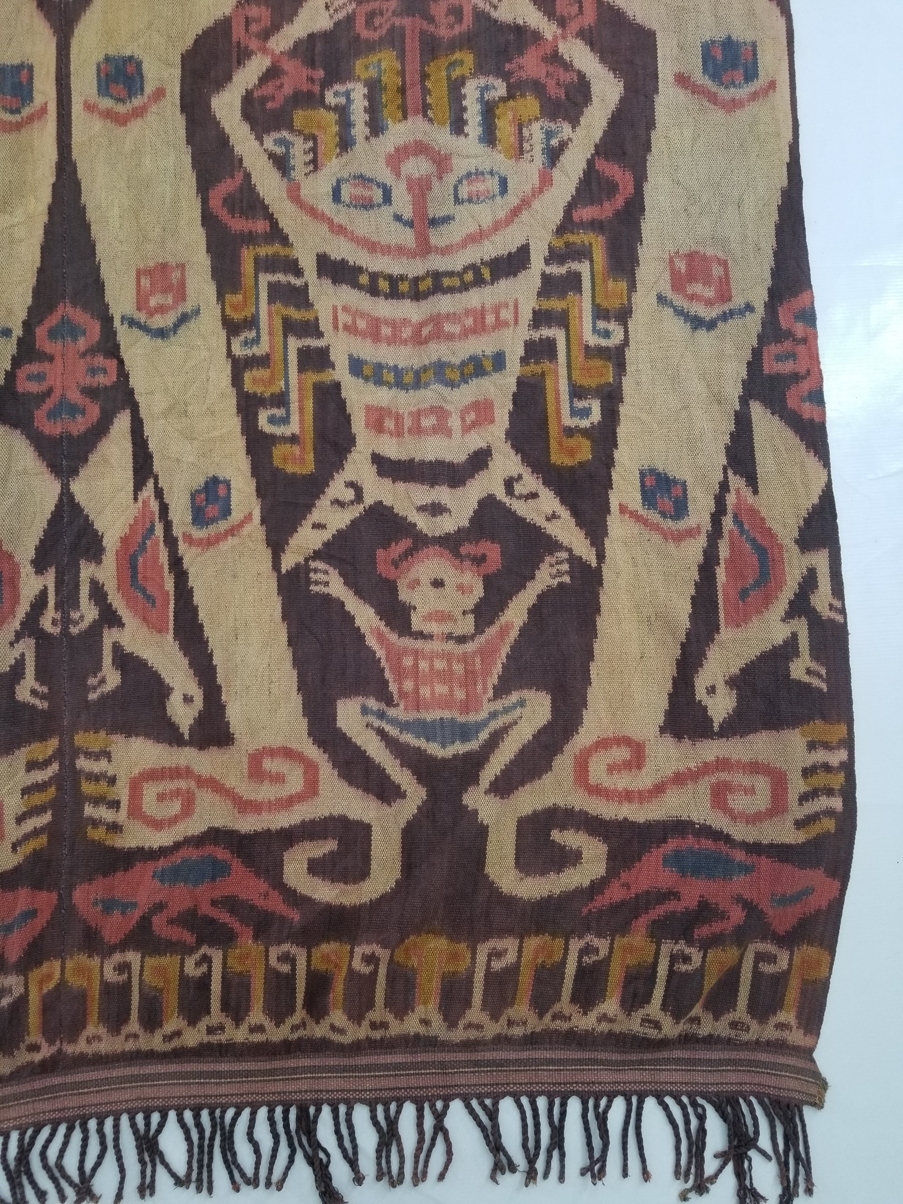 Vintage Indonesian Handwoven Sumba Ikat Hinggi Vertical Seam Textile 264x155cm
