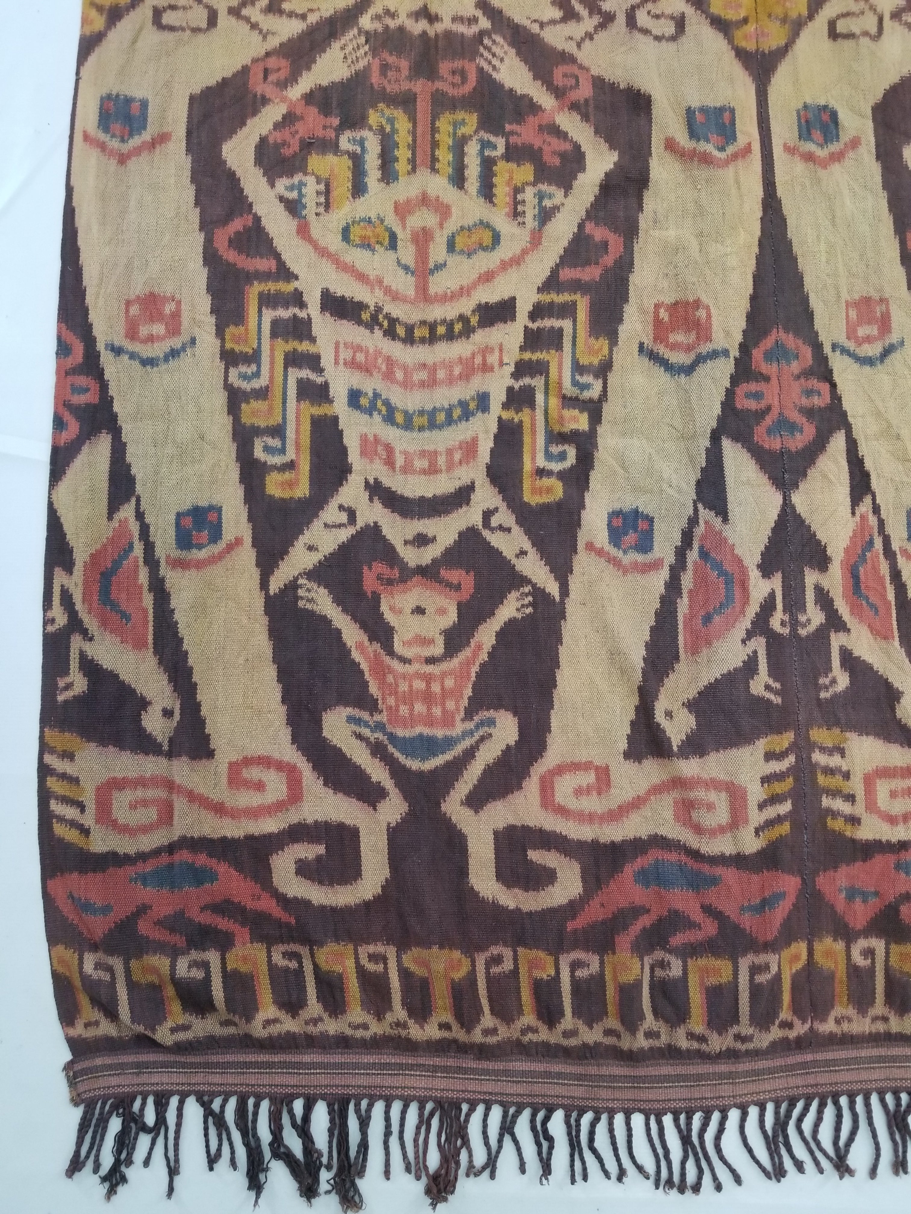Vintage Indonesian Handwoven Sumba Ikat Hinggi Vertical Seam Textile 264x155cm