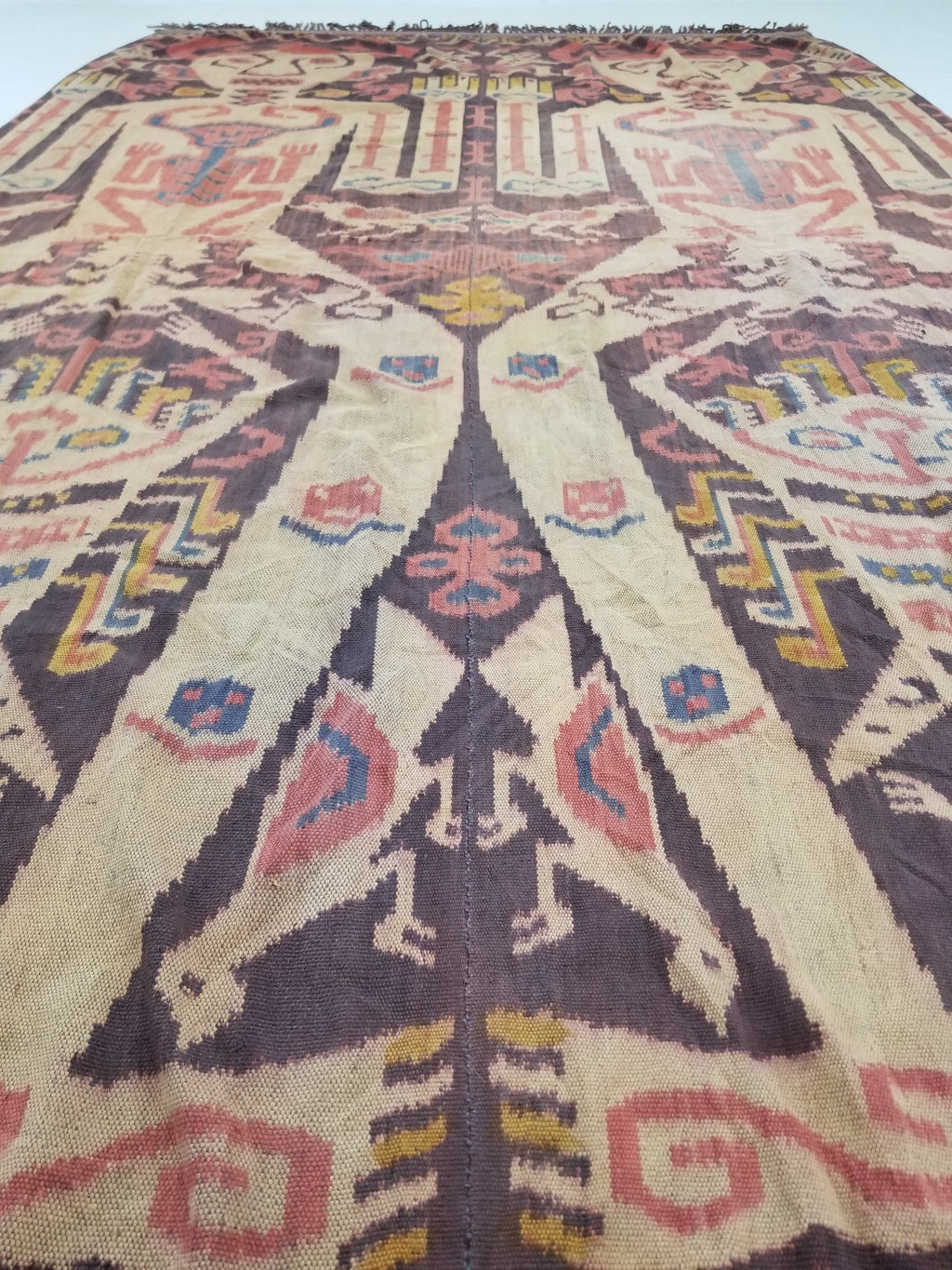 Vintage Indonesian Handwoven Sumba Ikat Hinggi Vertical Seam Textile 264x155cm
