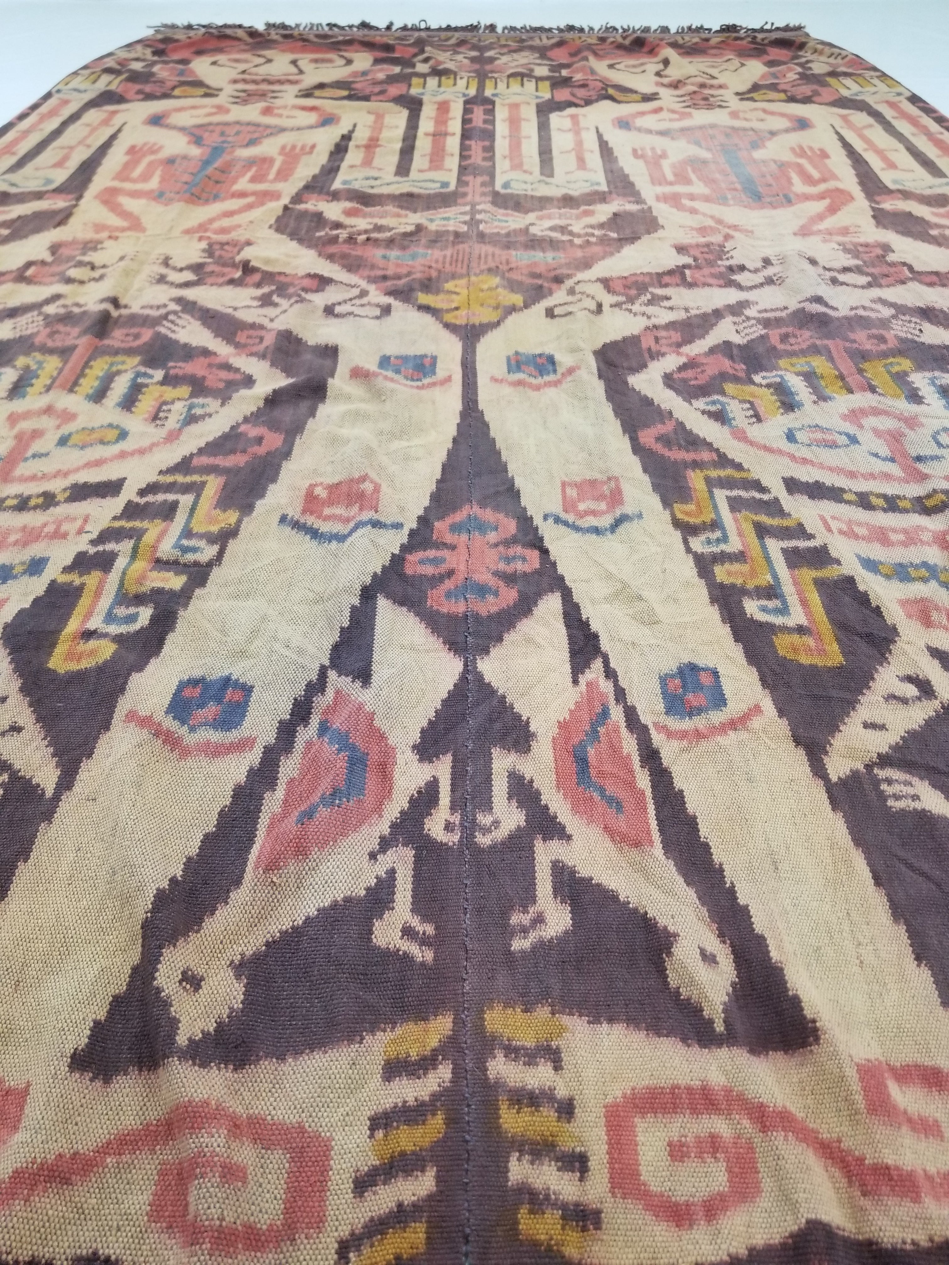 Vintage Indonesian Handwoven Sumba Ikat Hinggi Vertical Seam Textile 264x155cm