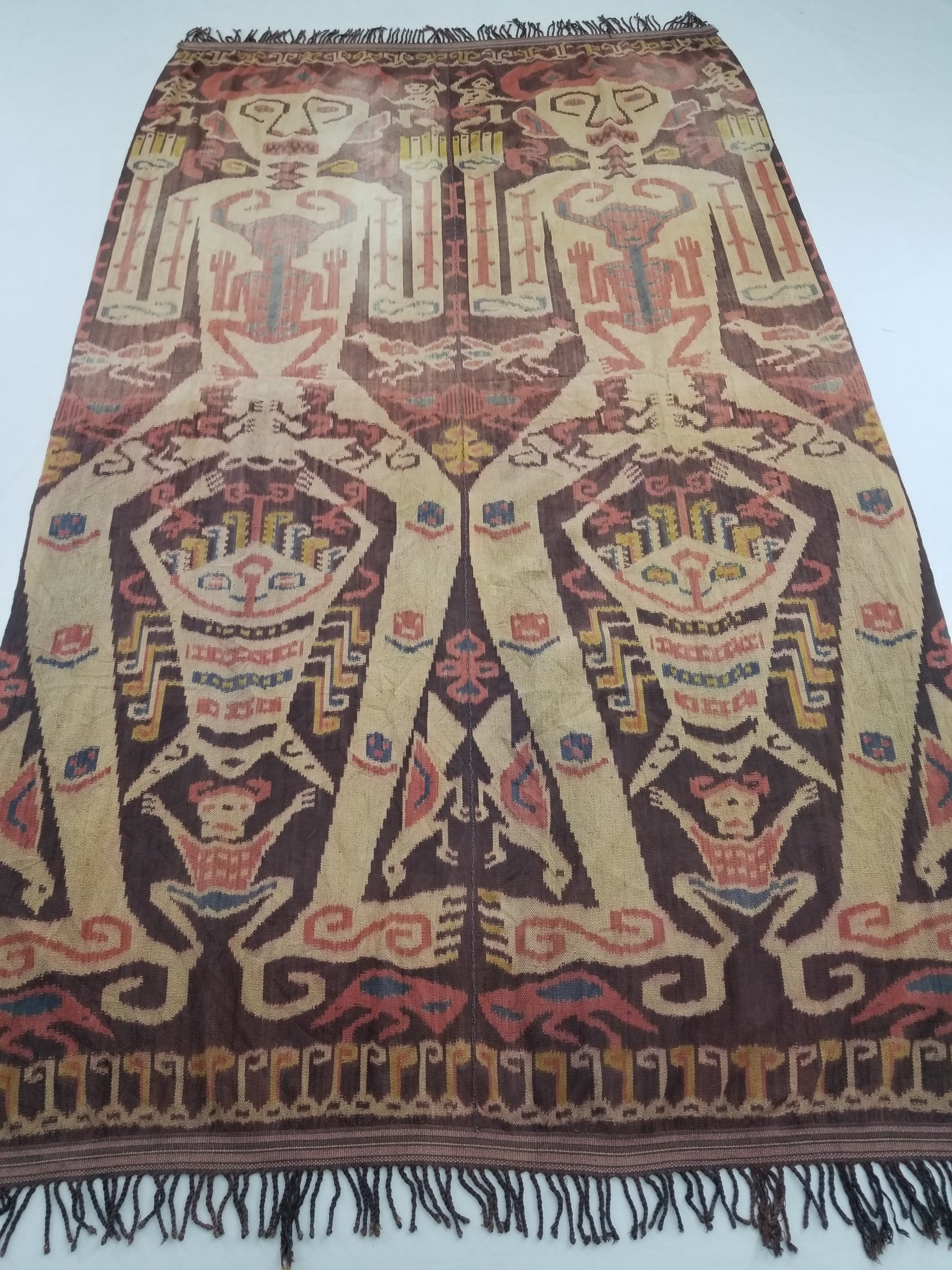 Vintage Indonesian Handwoven Sumba Ikat Hinggi Vertical Seam Textile 264x155cm