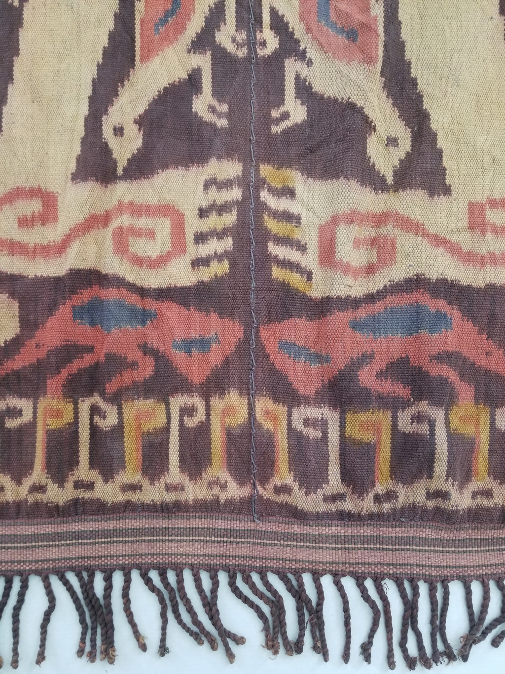 Vintage Indonesian Handwoven Sumba Ikat Hinggi Vertical Seam Textile 264x155cm
