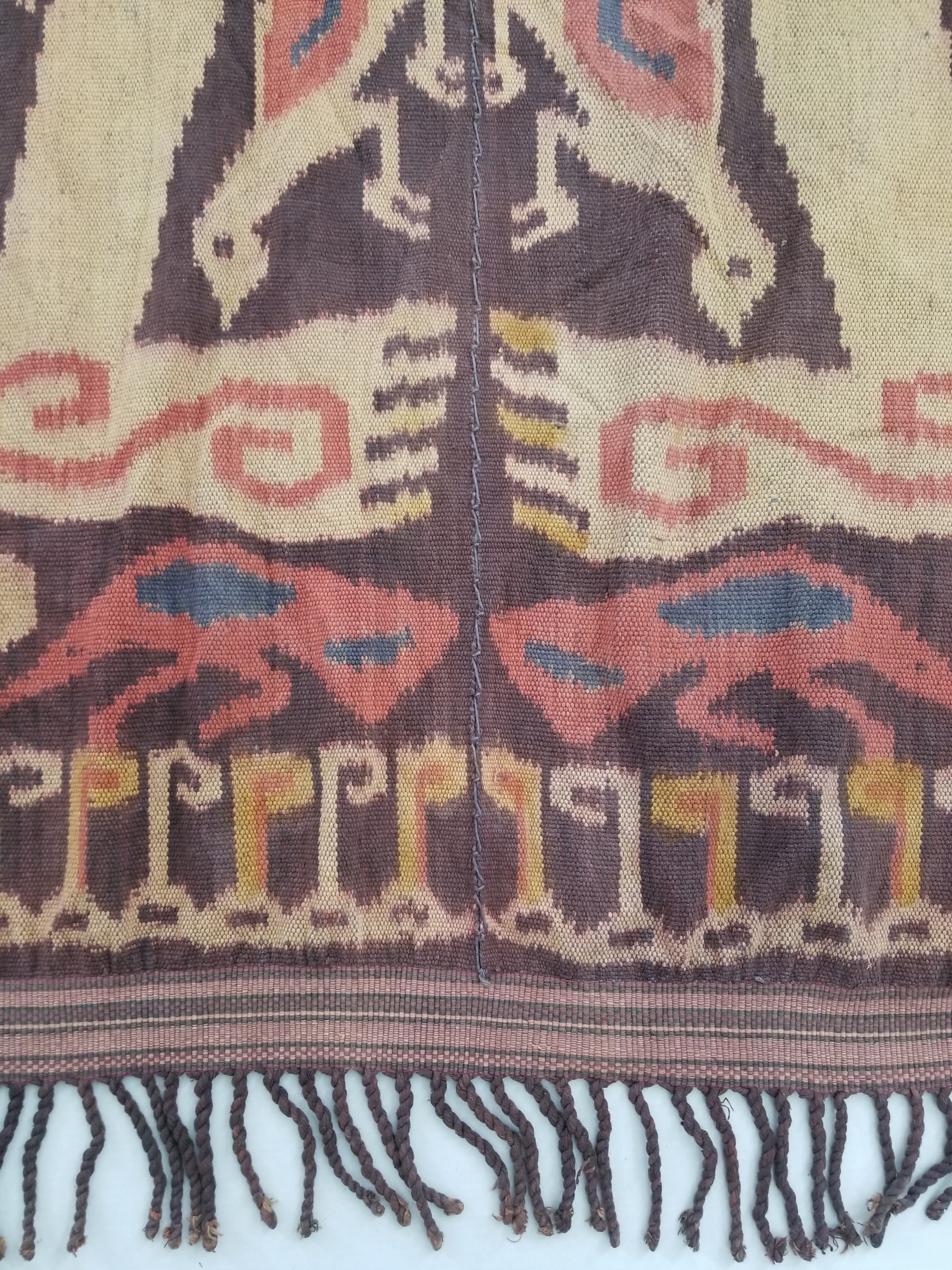 Vintage Indonesian Handwoven Sumba Ikat Hinggi Vertical Seam Textile 264x155cm