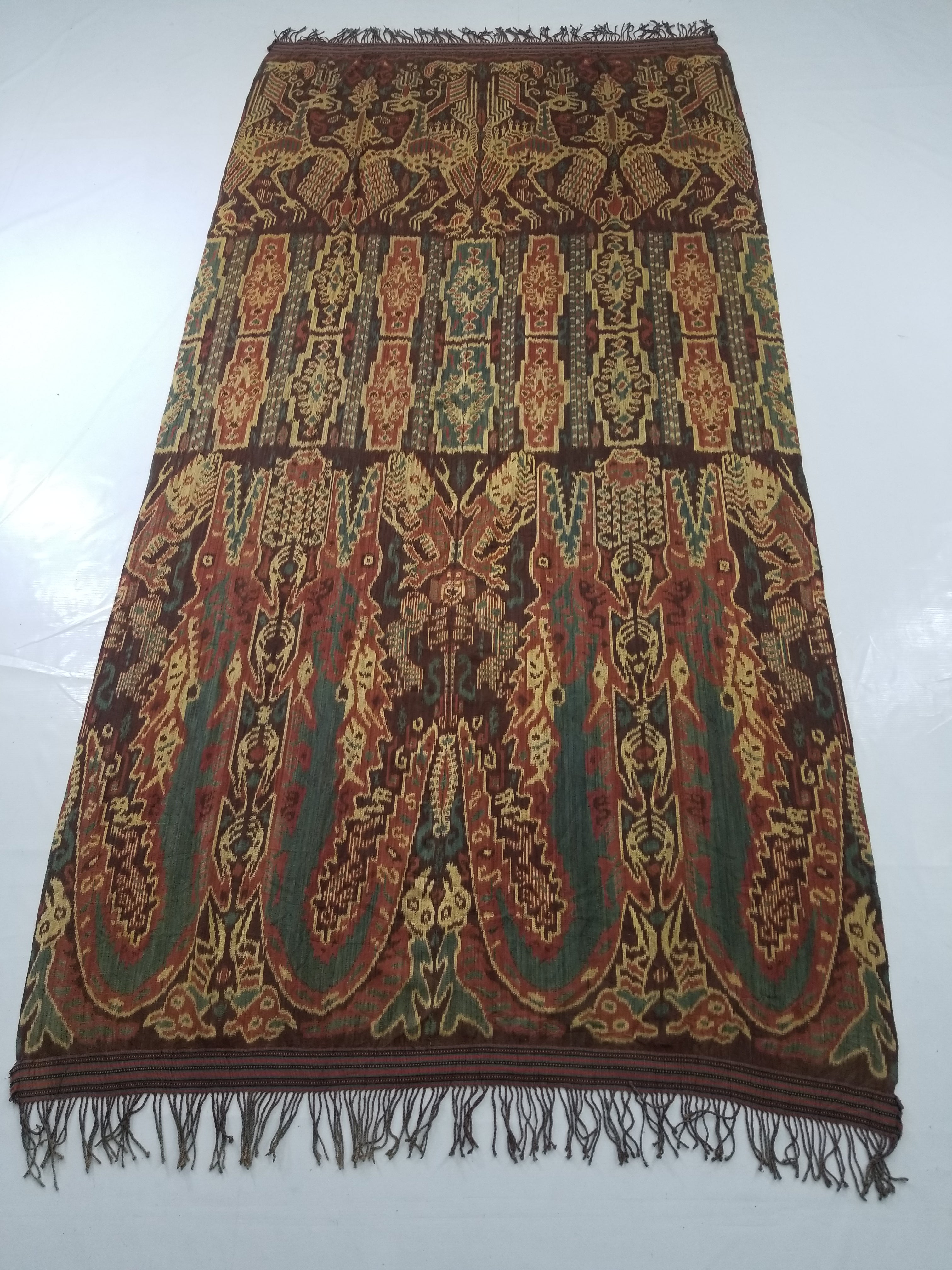 Vintage Indonesian Handwoven Sumba Ikat Vertical Seam Textile 252x124cm