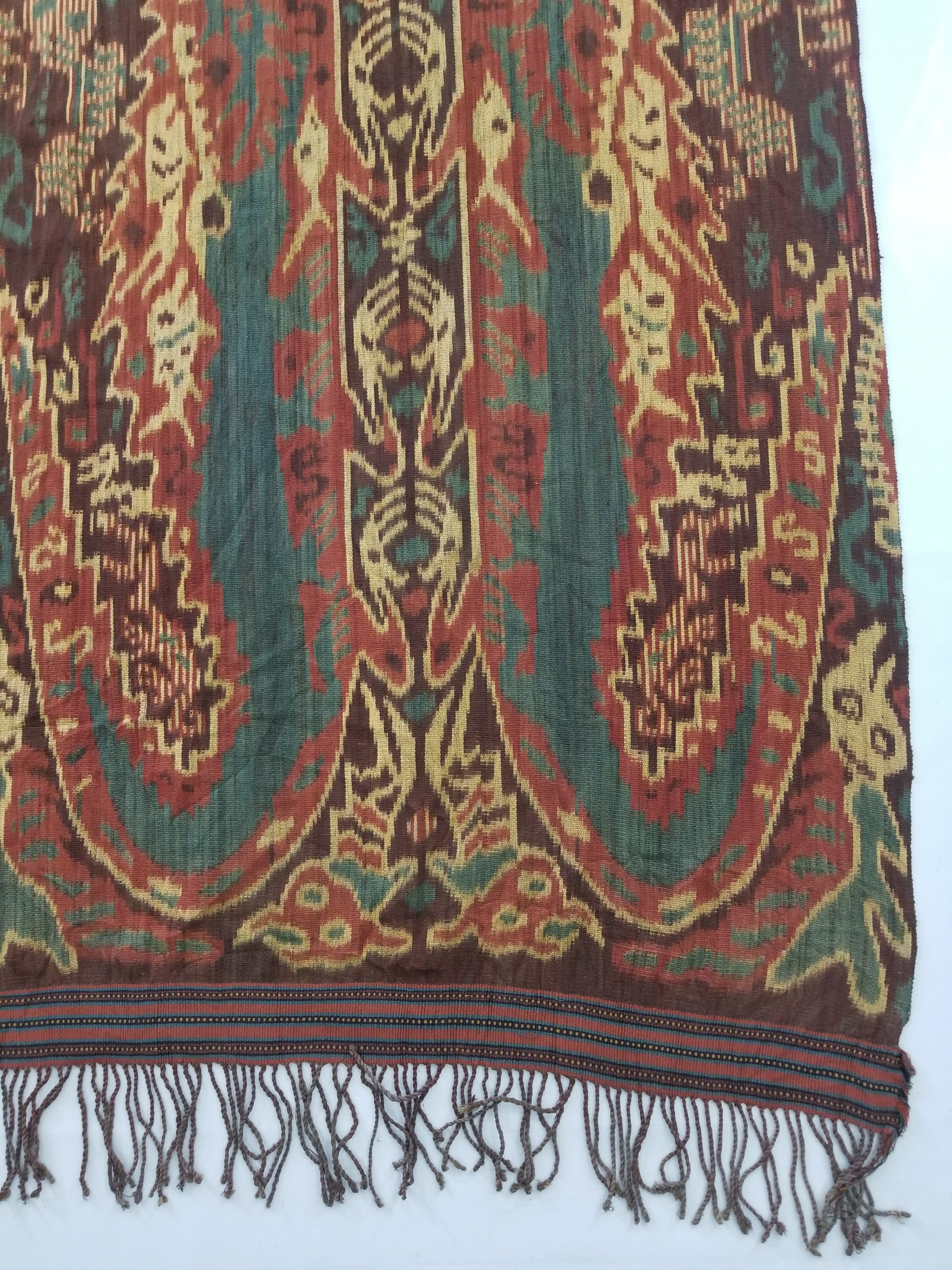 Vintage Indonesian Handwoven Sumba Ikat Vertical Seam Textile 252x124cm
