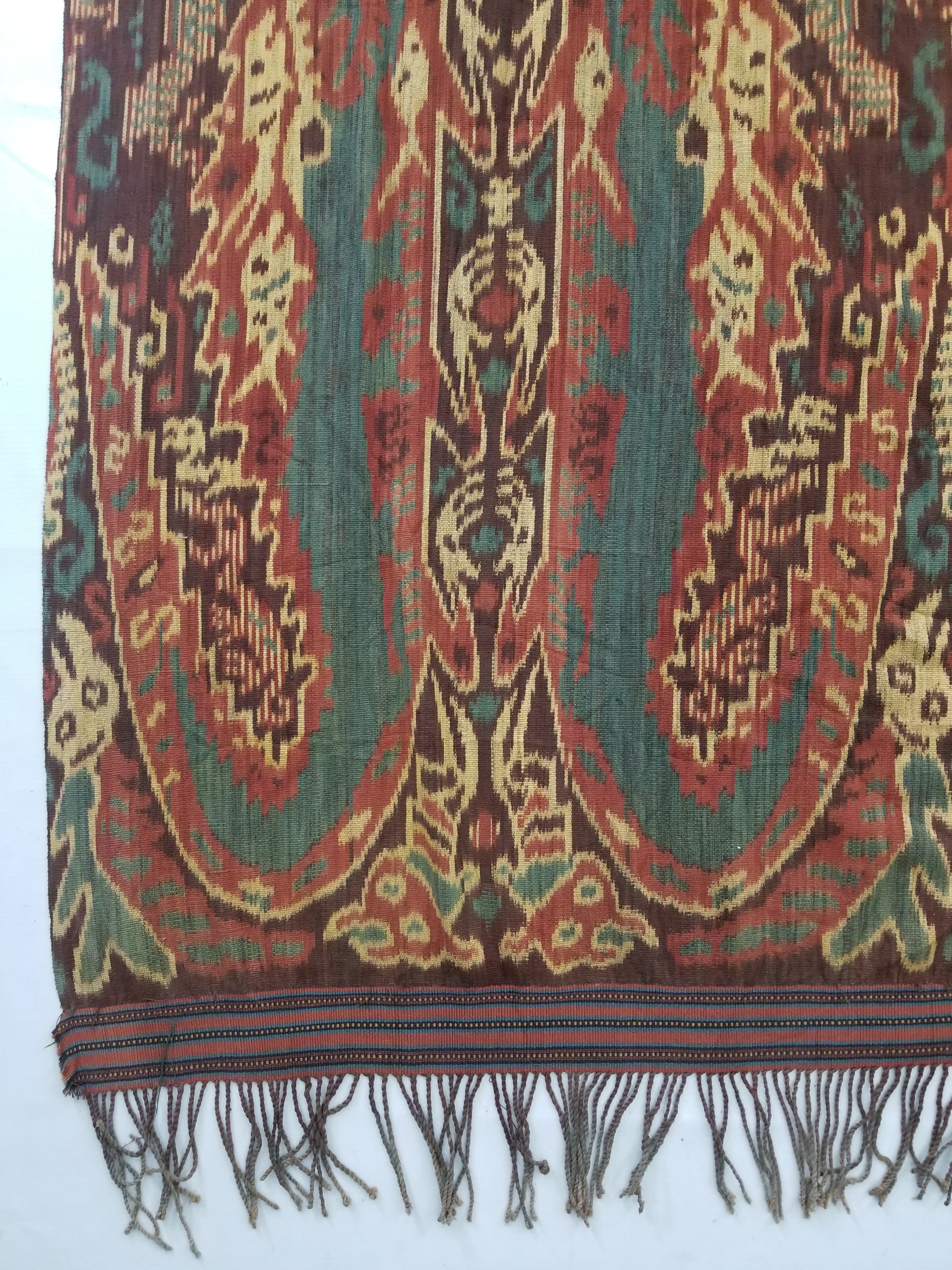 Vintage Indonesian Handwoven Sumba Ikat Vertical Seam Textile 252x124cm
